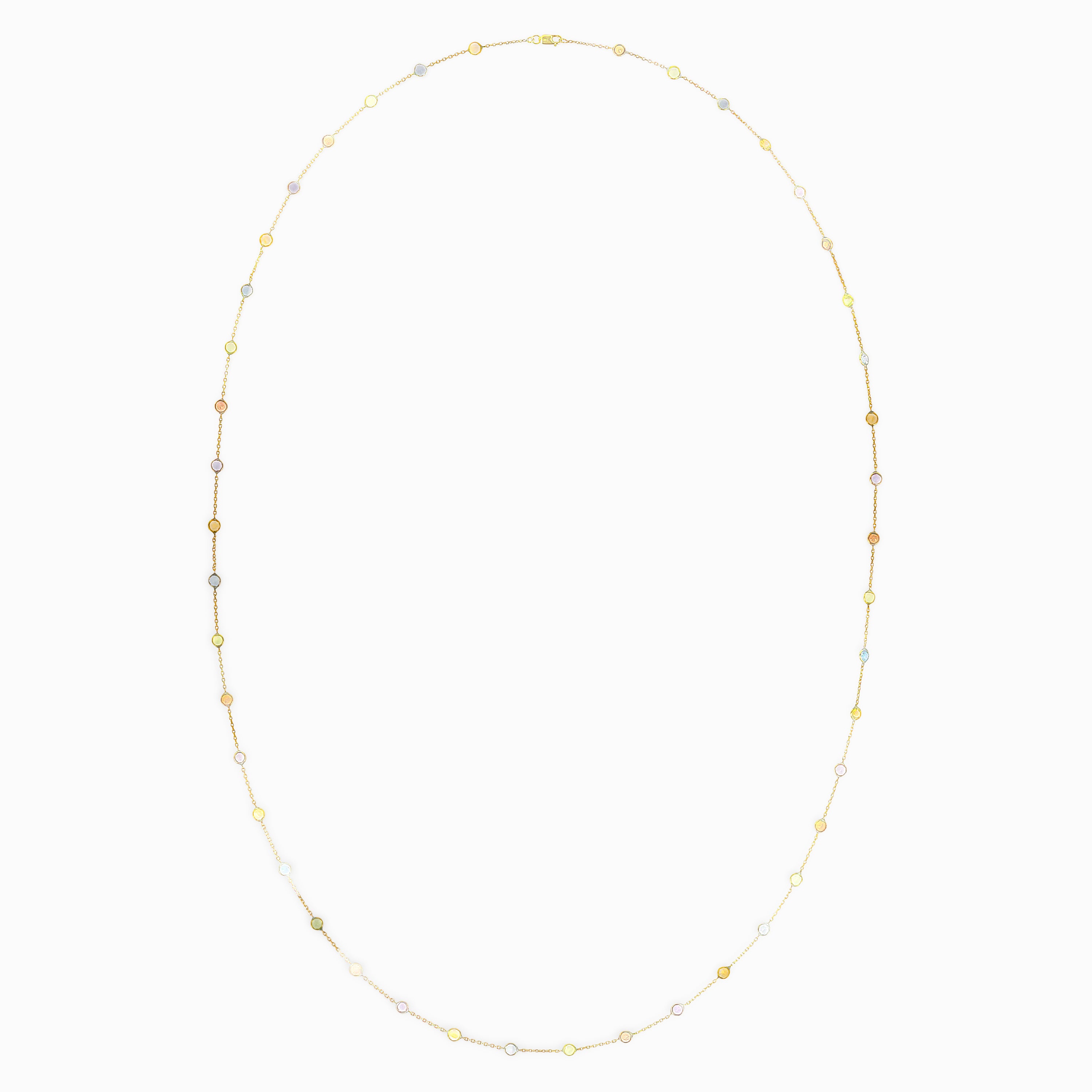 Yellow Gold Chain Necklace with Sapphire Stones