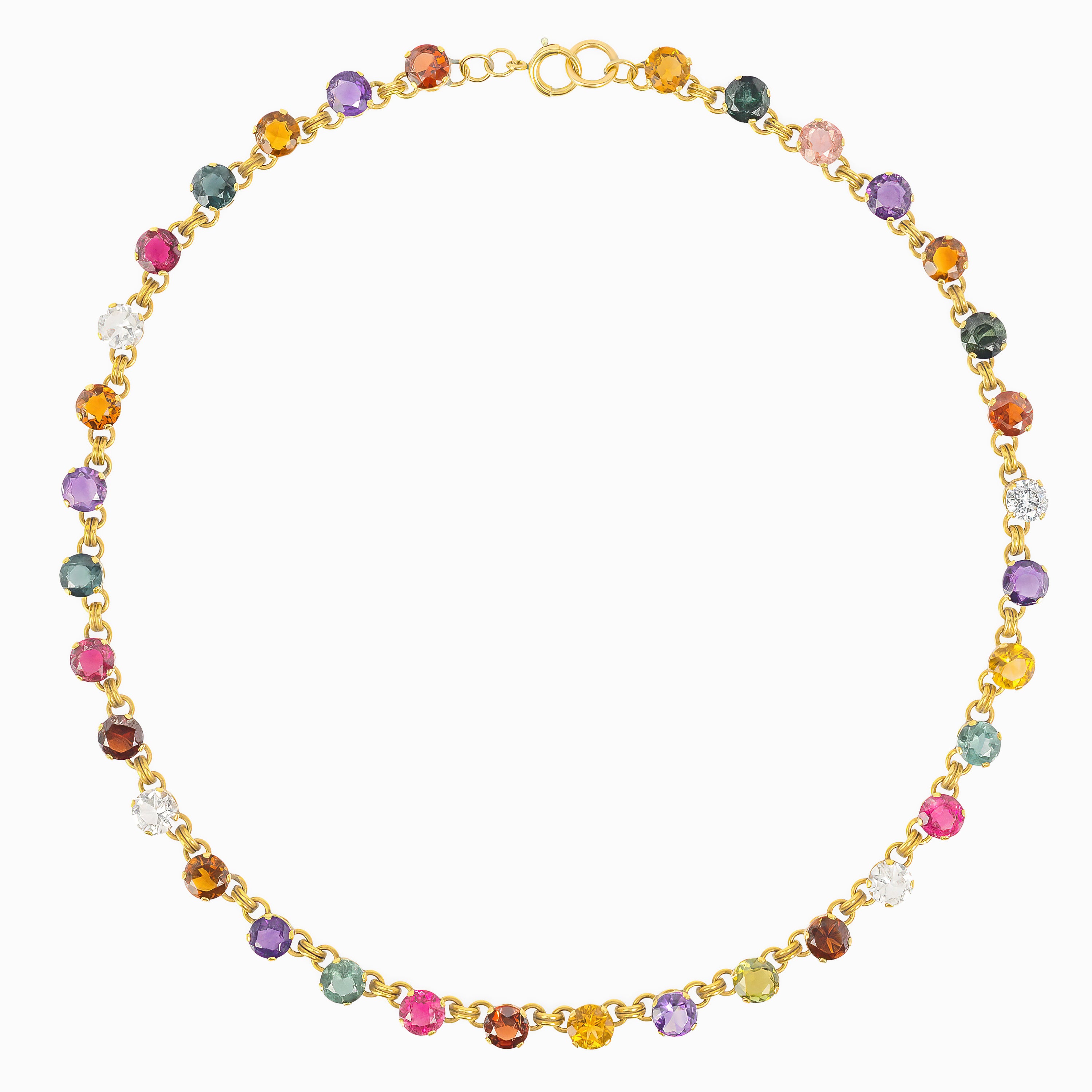 Yellow Gold Gemstone Necklace with Sapphire Stones