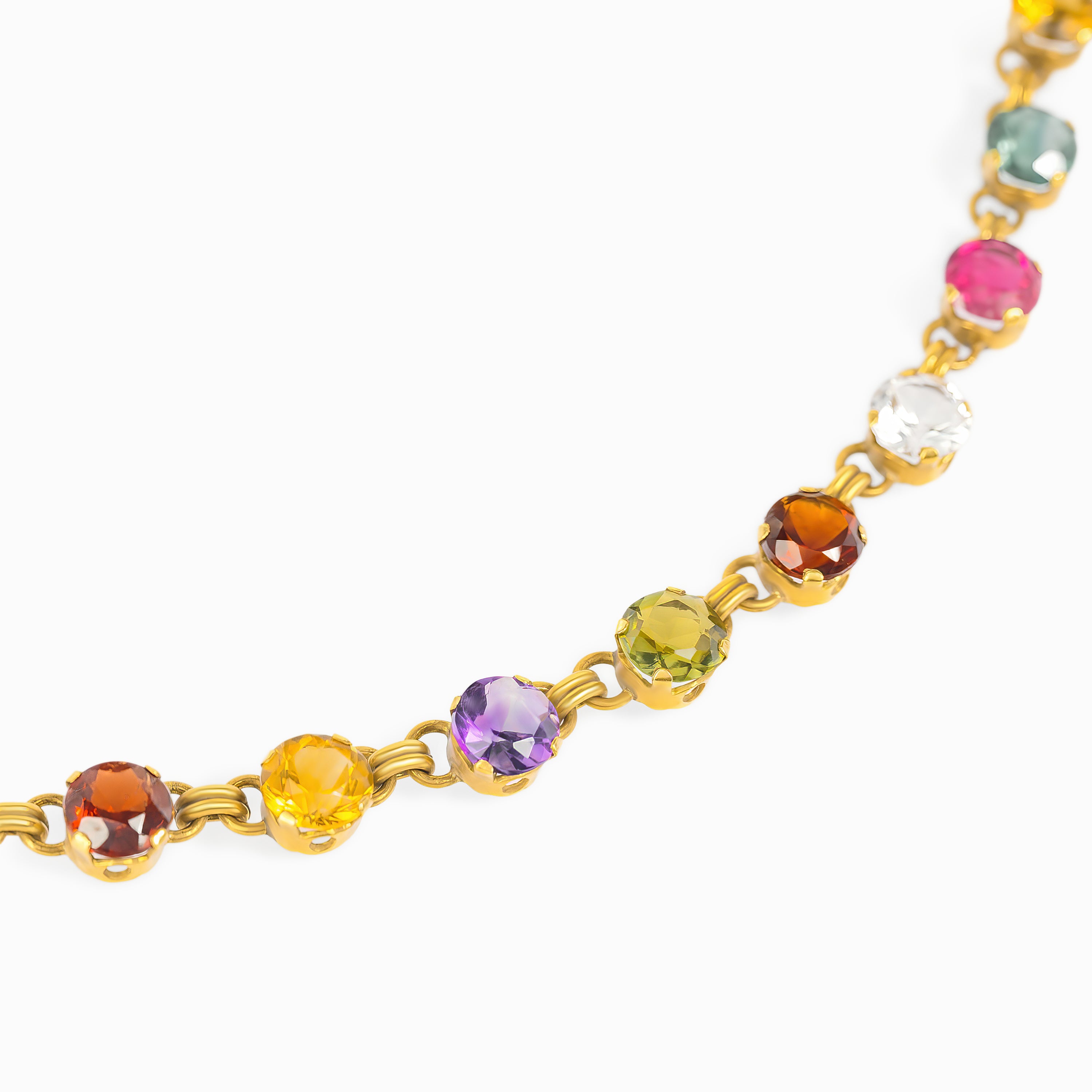 Yellow Gold Gemstone Necklace with Sapphire Stones