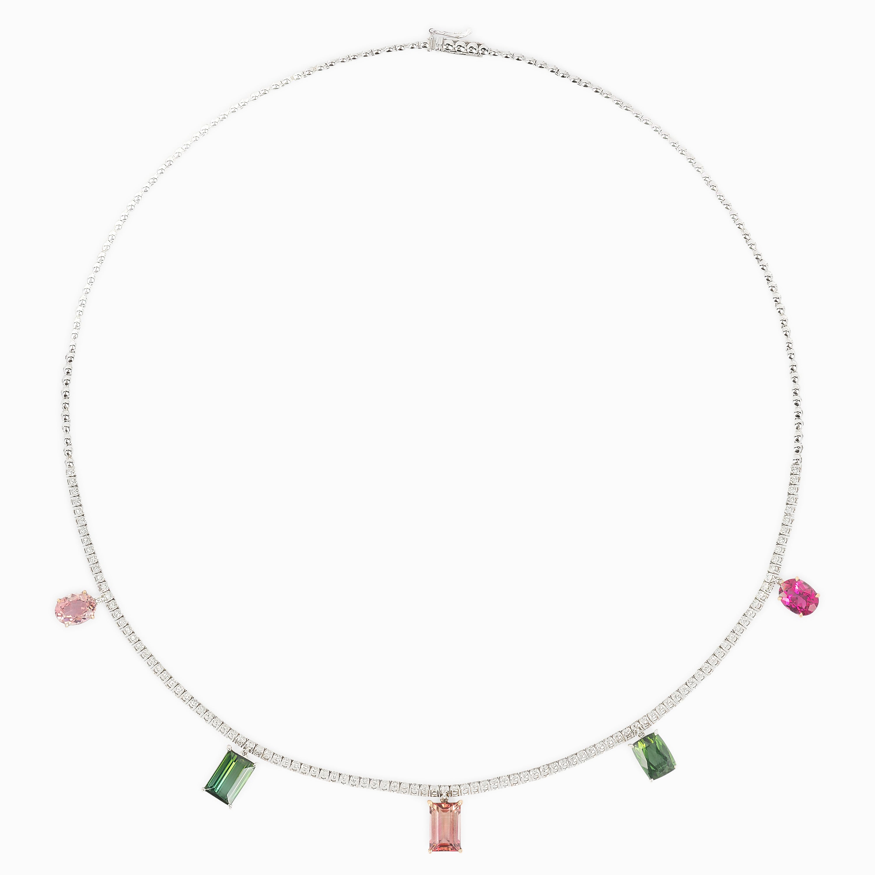 White Gold Gemstone Necklace with Diamond, Tanzanite Stones