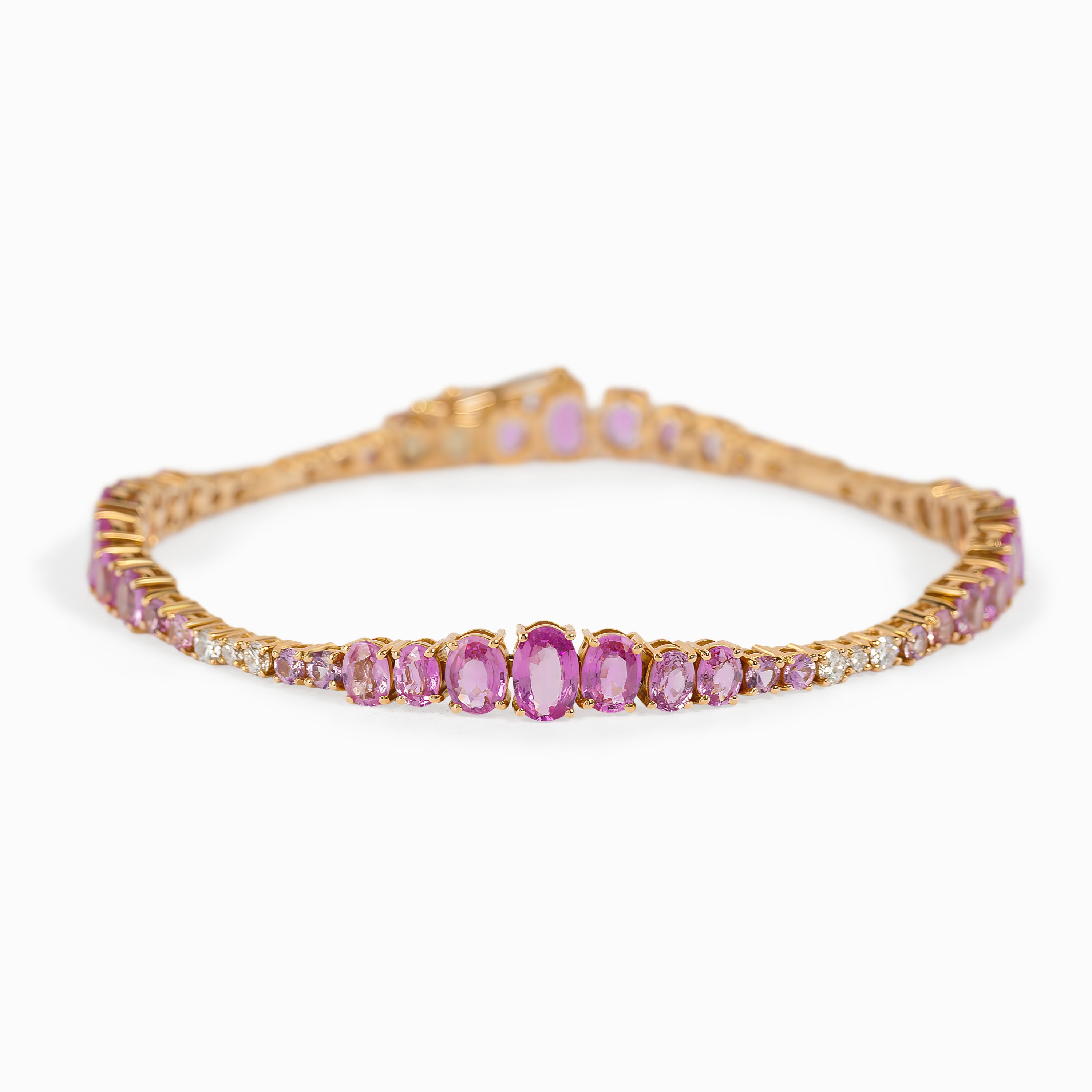 Rose Gold Gemstone Bracelet with Diamond, Sapphire Stones