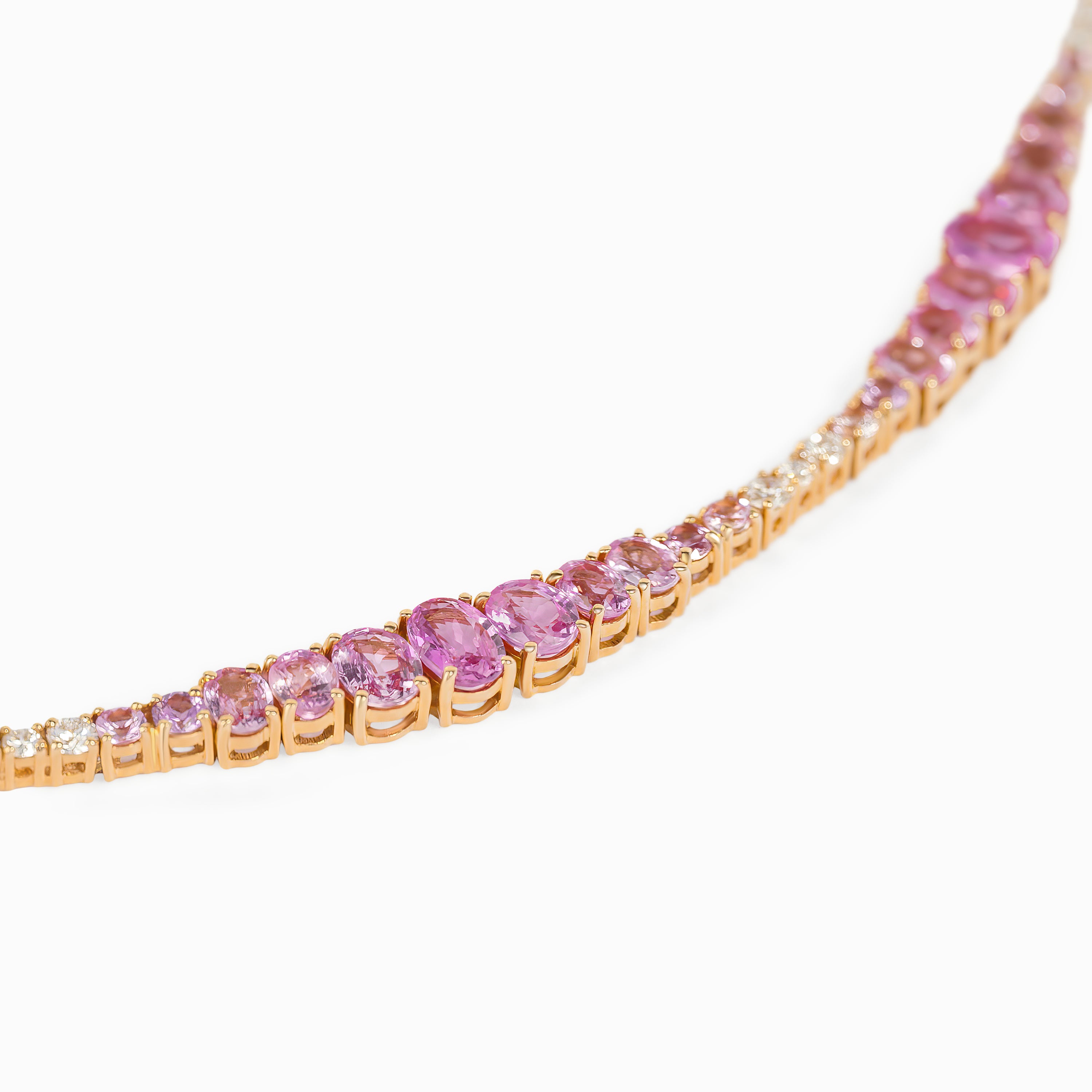 Rose Gold Gemstone Bracelet with Diamond, Sapphire Stones