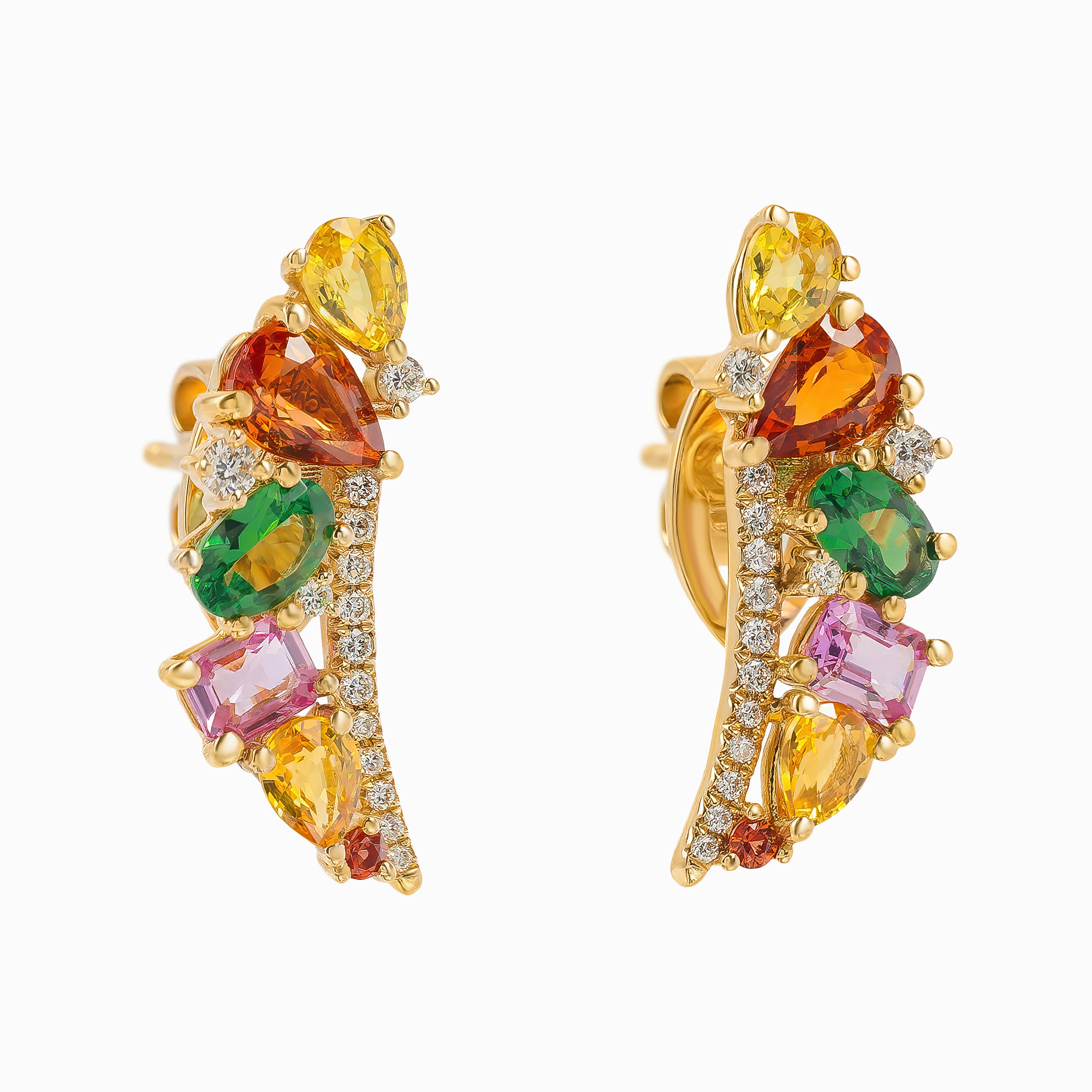 Rose Gold Stud Earrings with Sapphire Stones