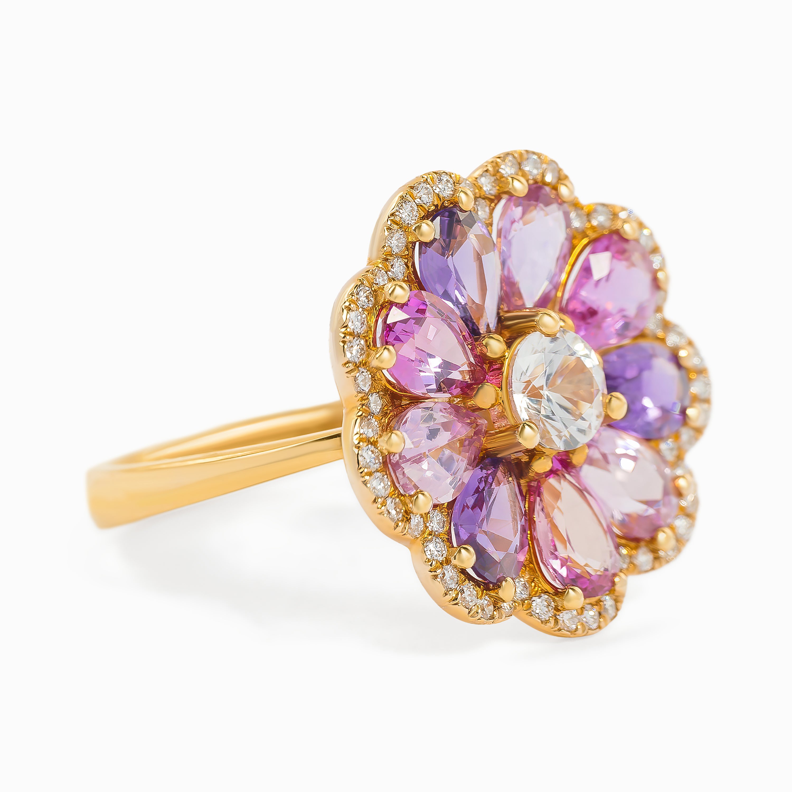 Rose Gold Ring with Diamond, Sapphire Stones