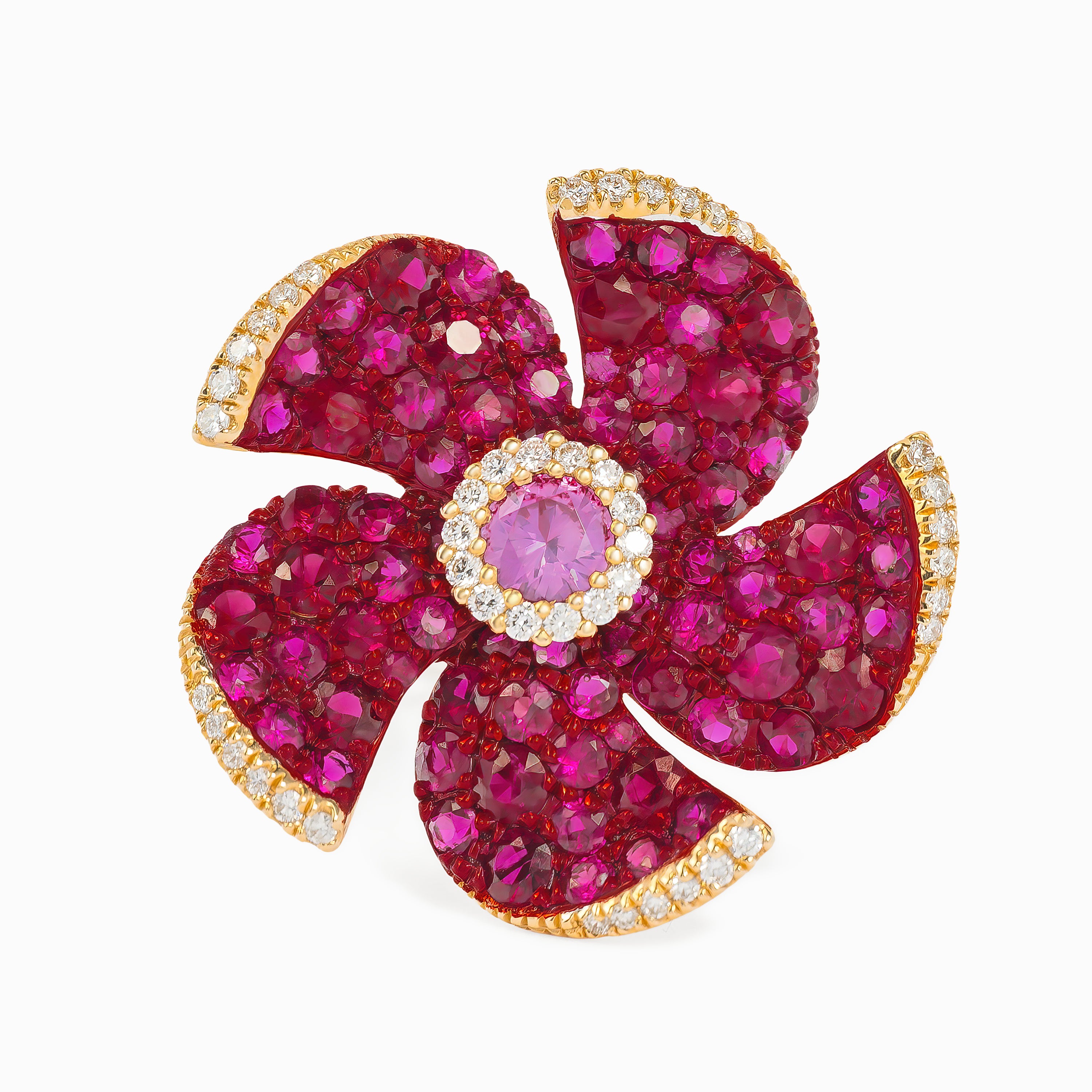 Rose Gold Ring with Ruby, Sapphire Stones