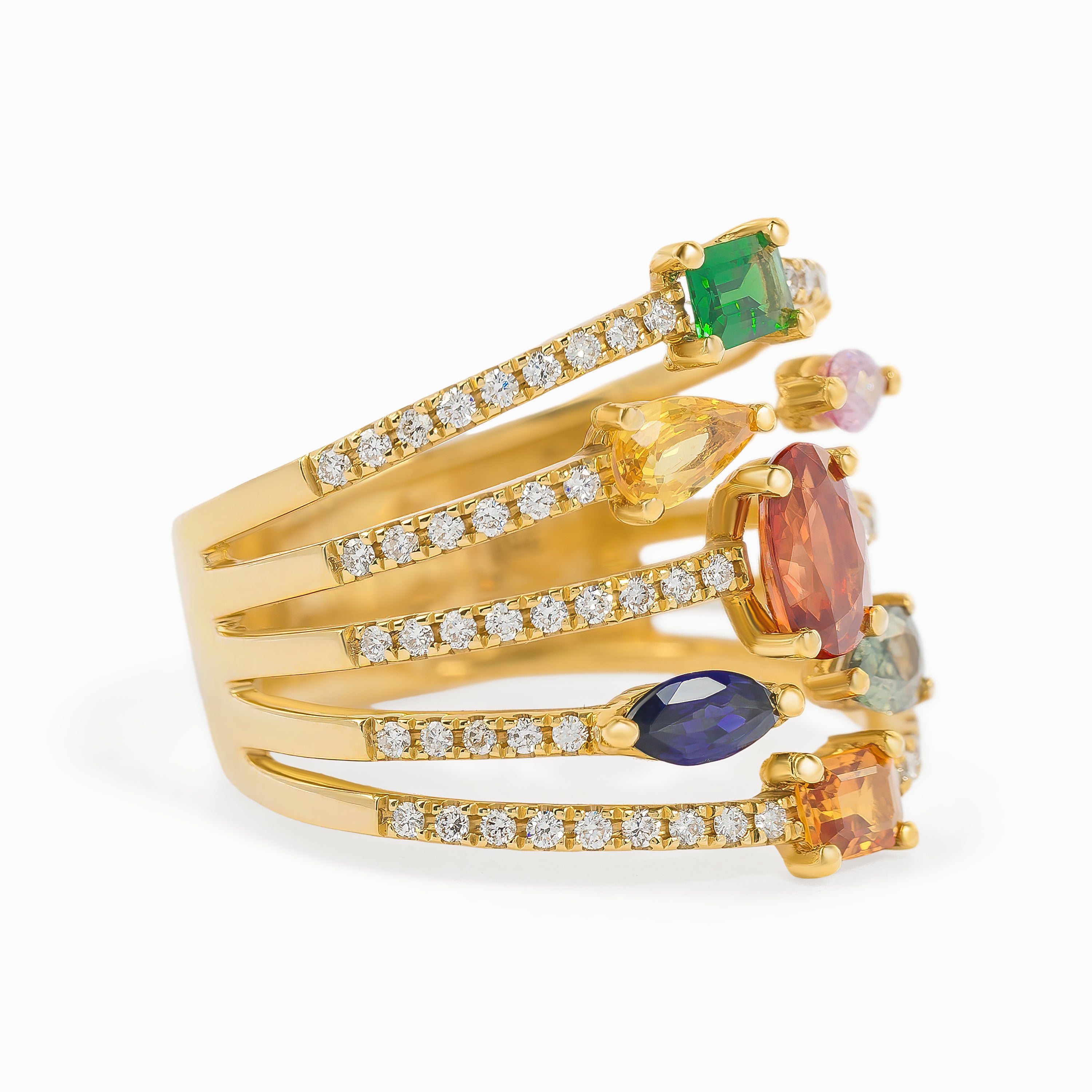 Yellow Gold Ring with Sapphire Stones