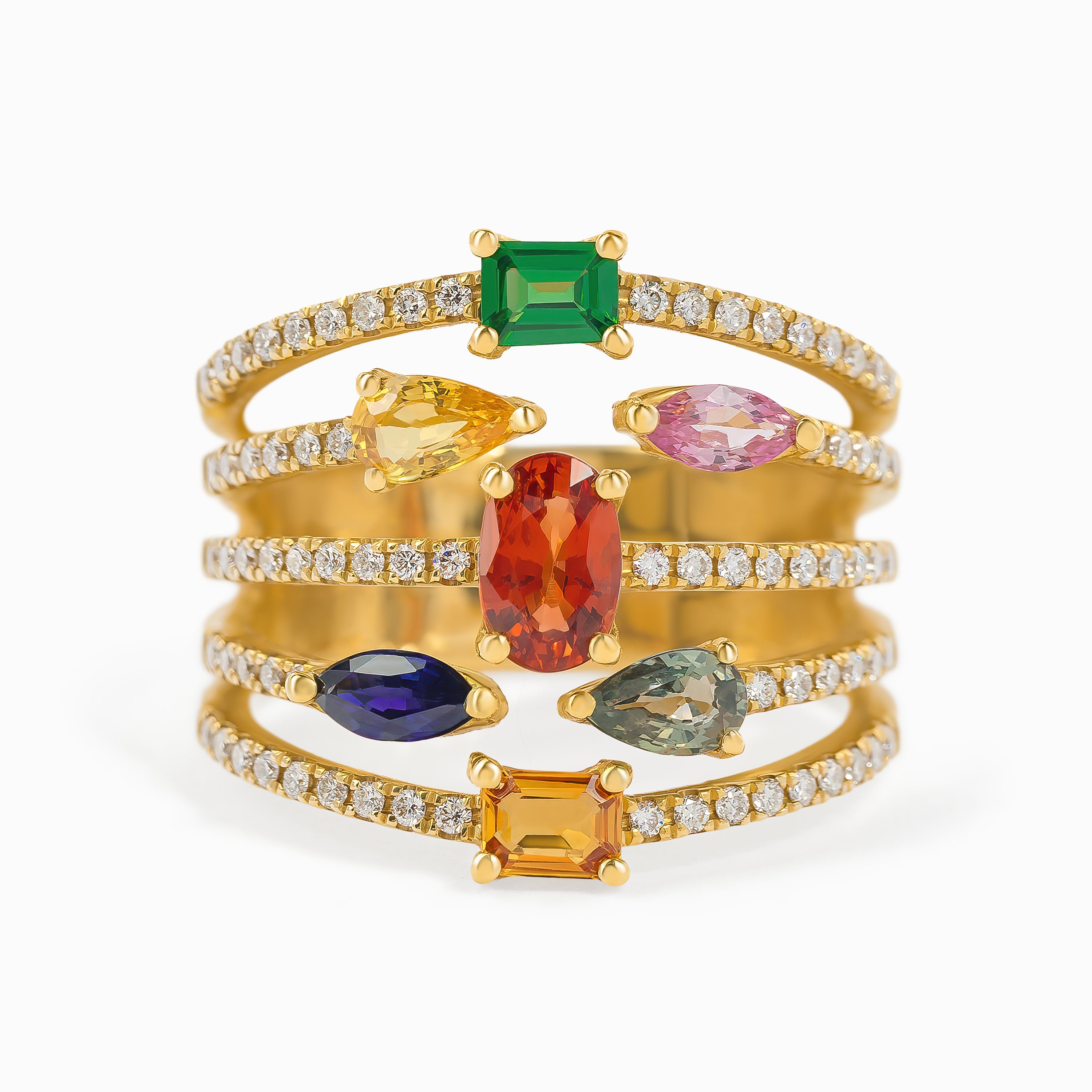 Yellow Gold Ring with Sapphire Stones