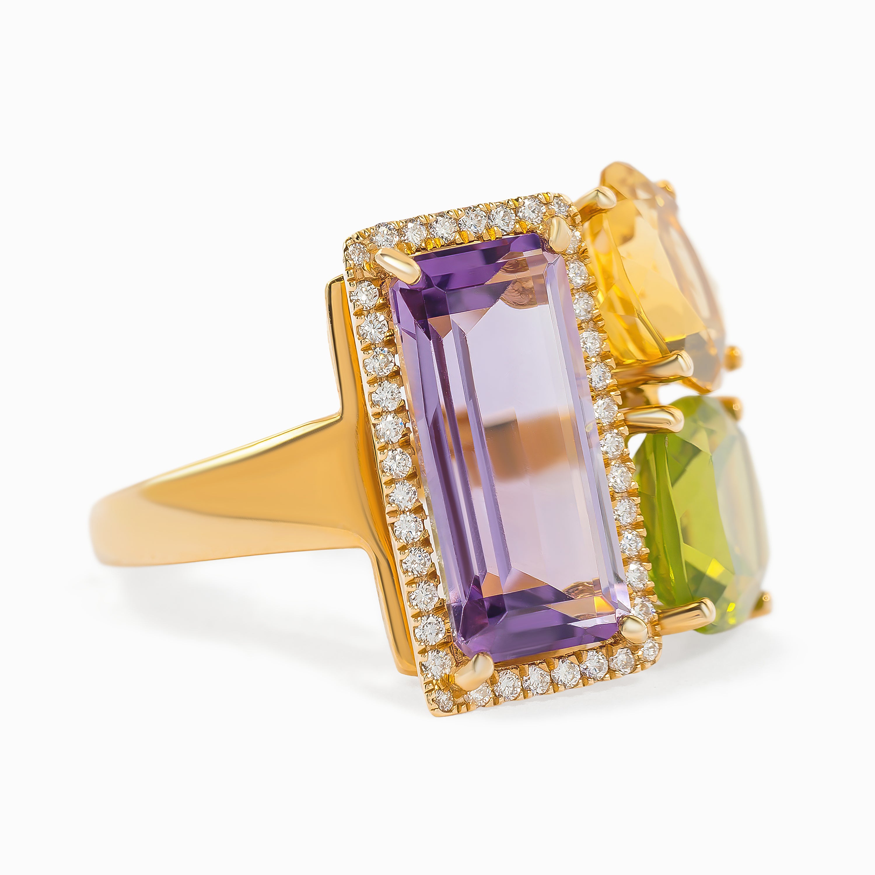 Rose Gold Ring with Diamond, Sapphire Stones