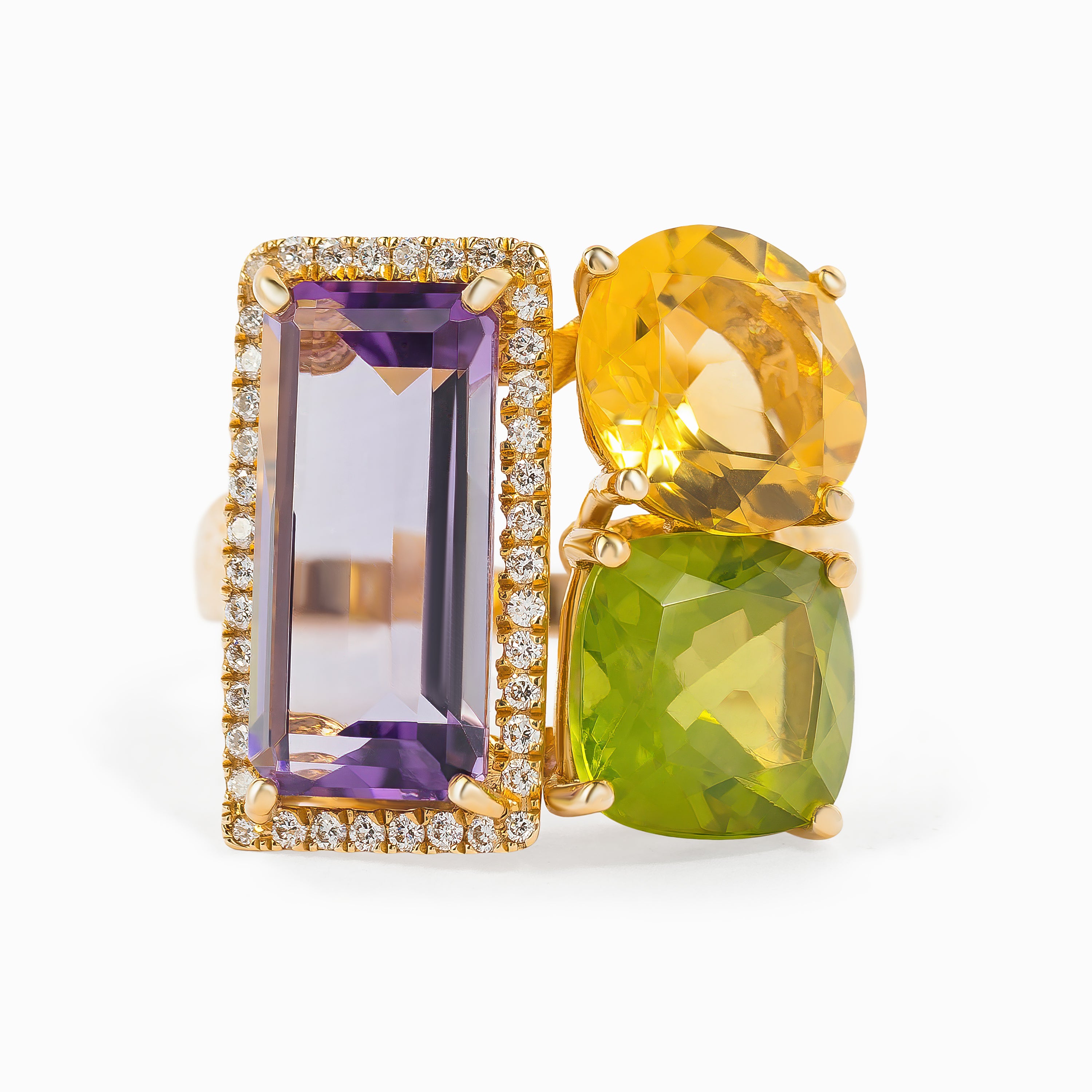 Rose Gold Ring with Diamond, Sapphire Stones