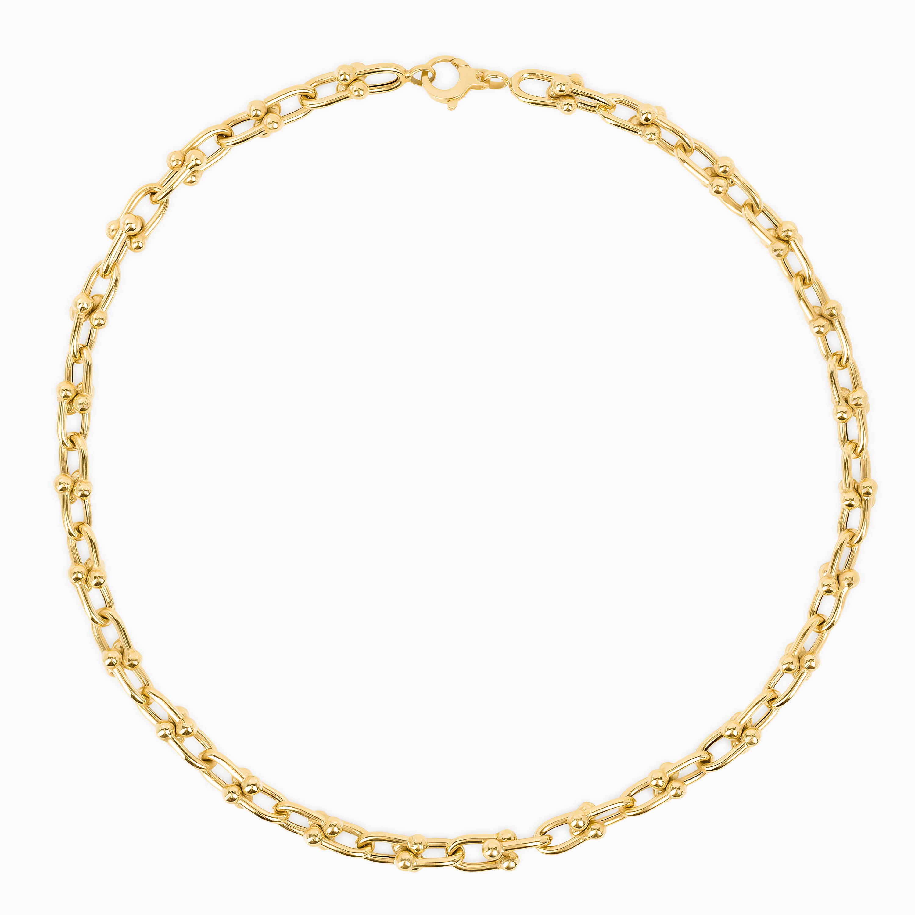 Yellow Gold Chain Necklace with Stones