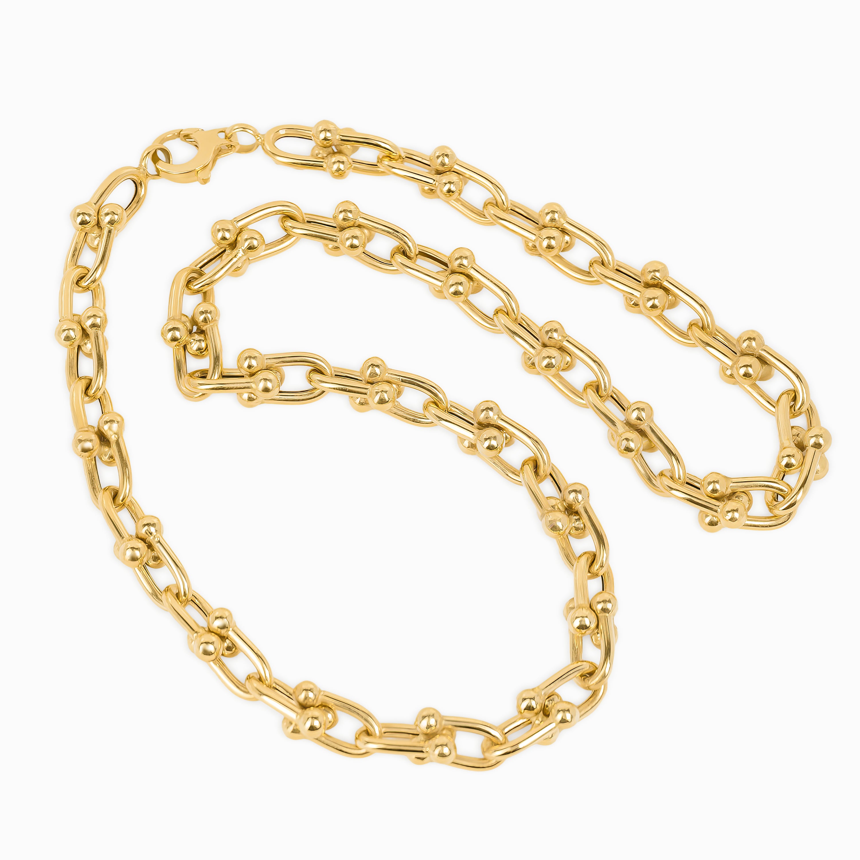 Yellow Gold Chain Necklace with Stones