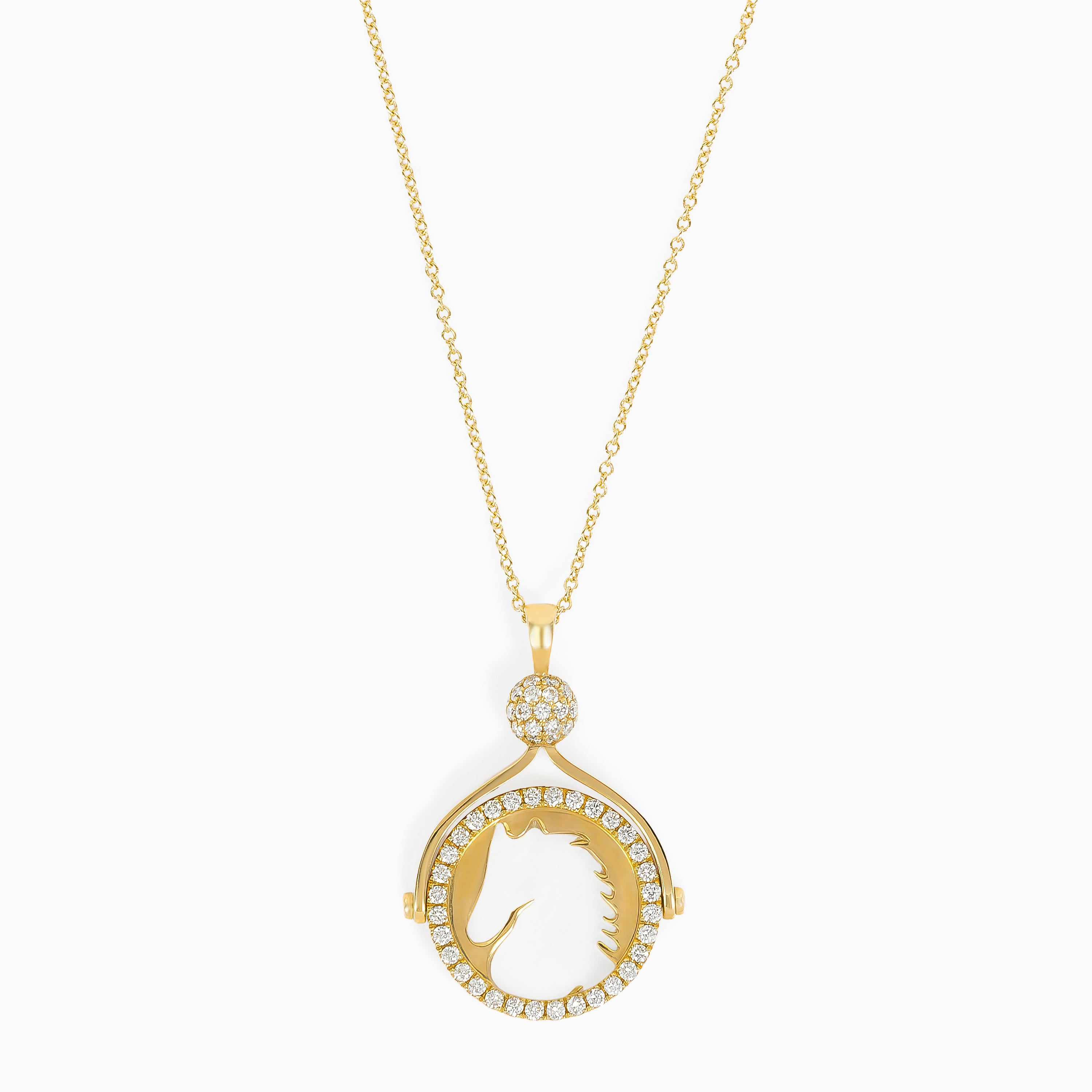 Yellow Gold Pendant Necklace with Diamond Only Stones
