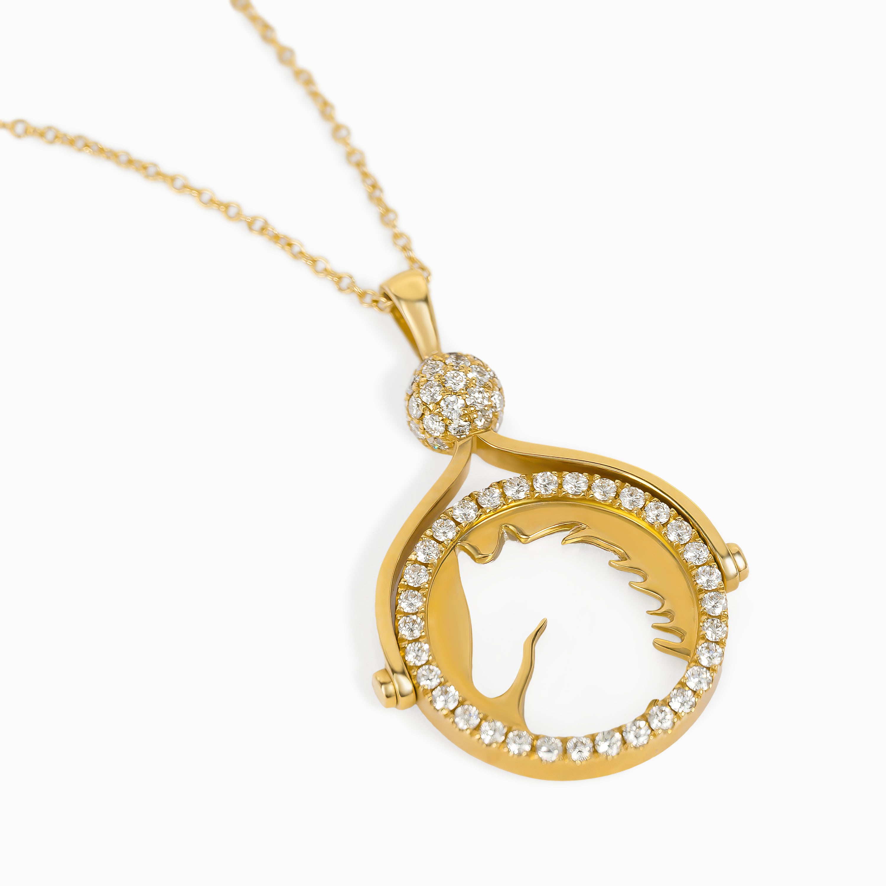 Yellow Gold Pendant Necklace with Diamond Only Stones