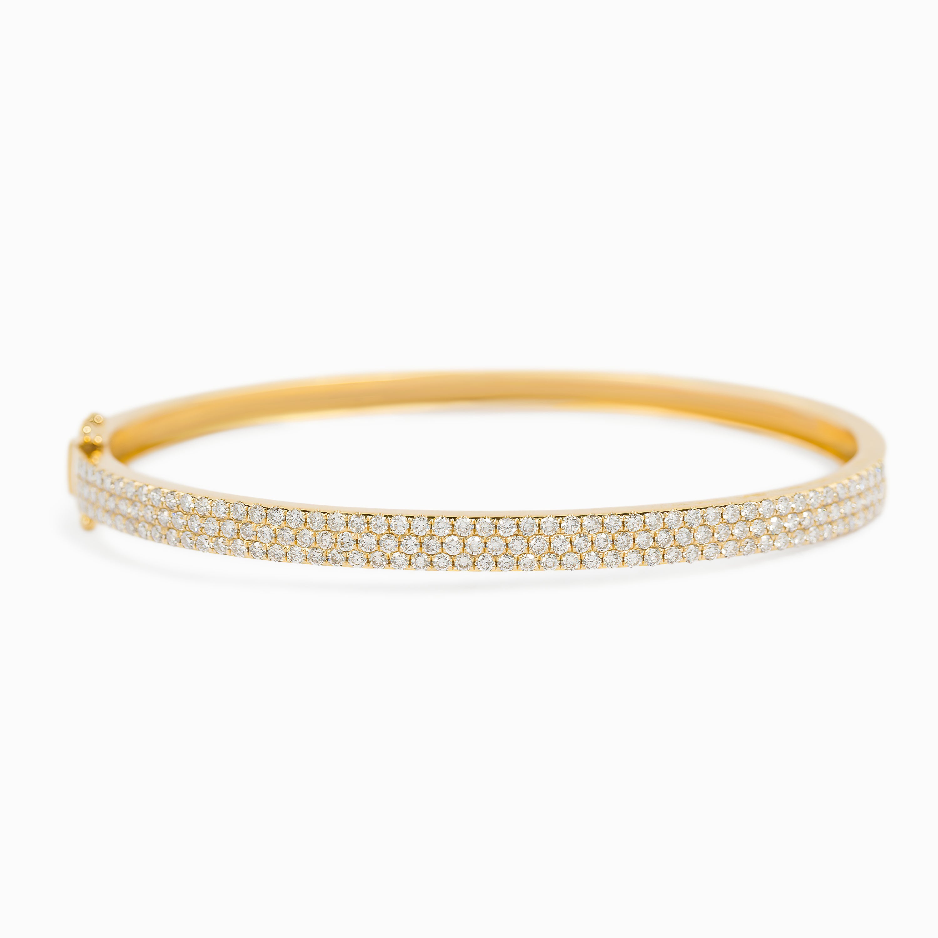 Yellow Gold Bangle Bracelet with Diamond Only Stones