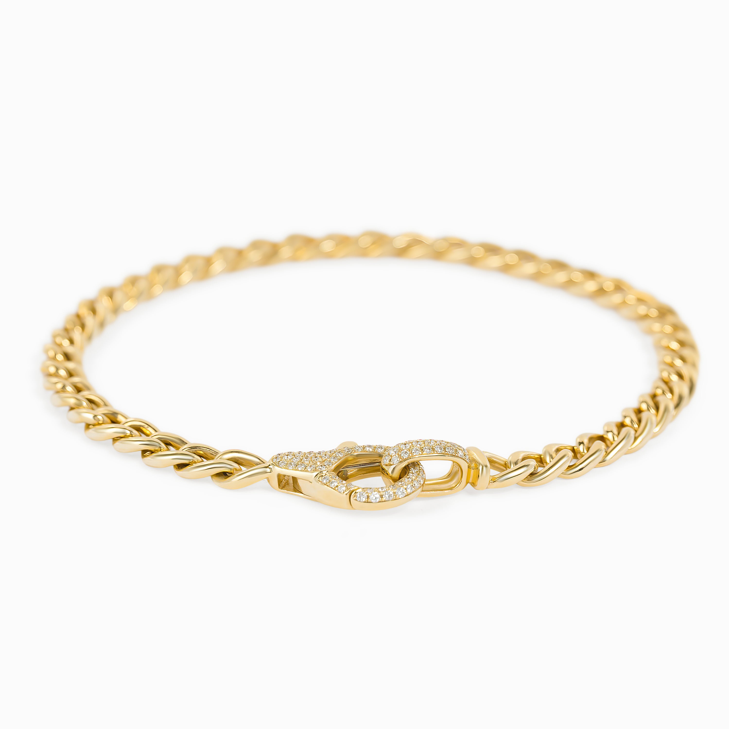 Yellow Gold Chain Bracelet with Diamond Only Stones
