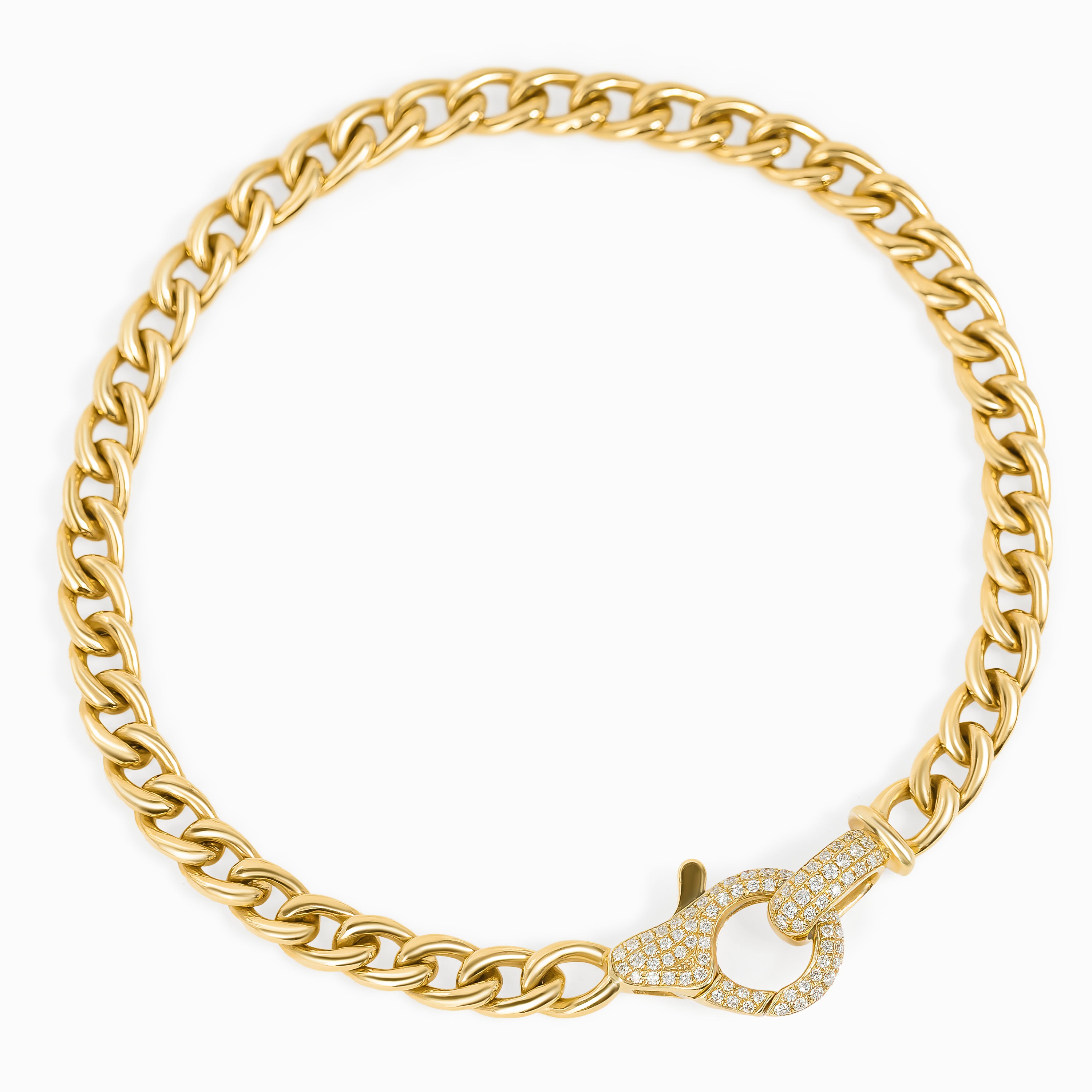 Yellow Gold Chain Bracelet with Diamond Only Stones