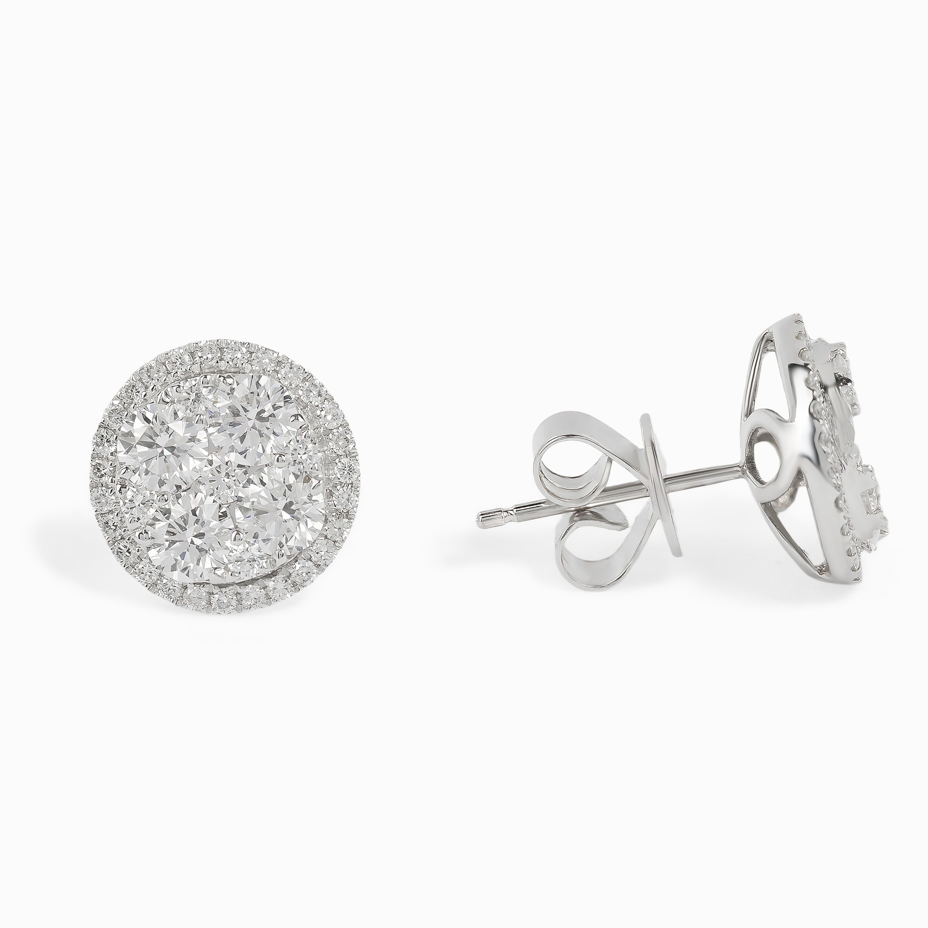 White Gold Stud Earrings with Diamond Only Stones