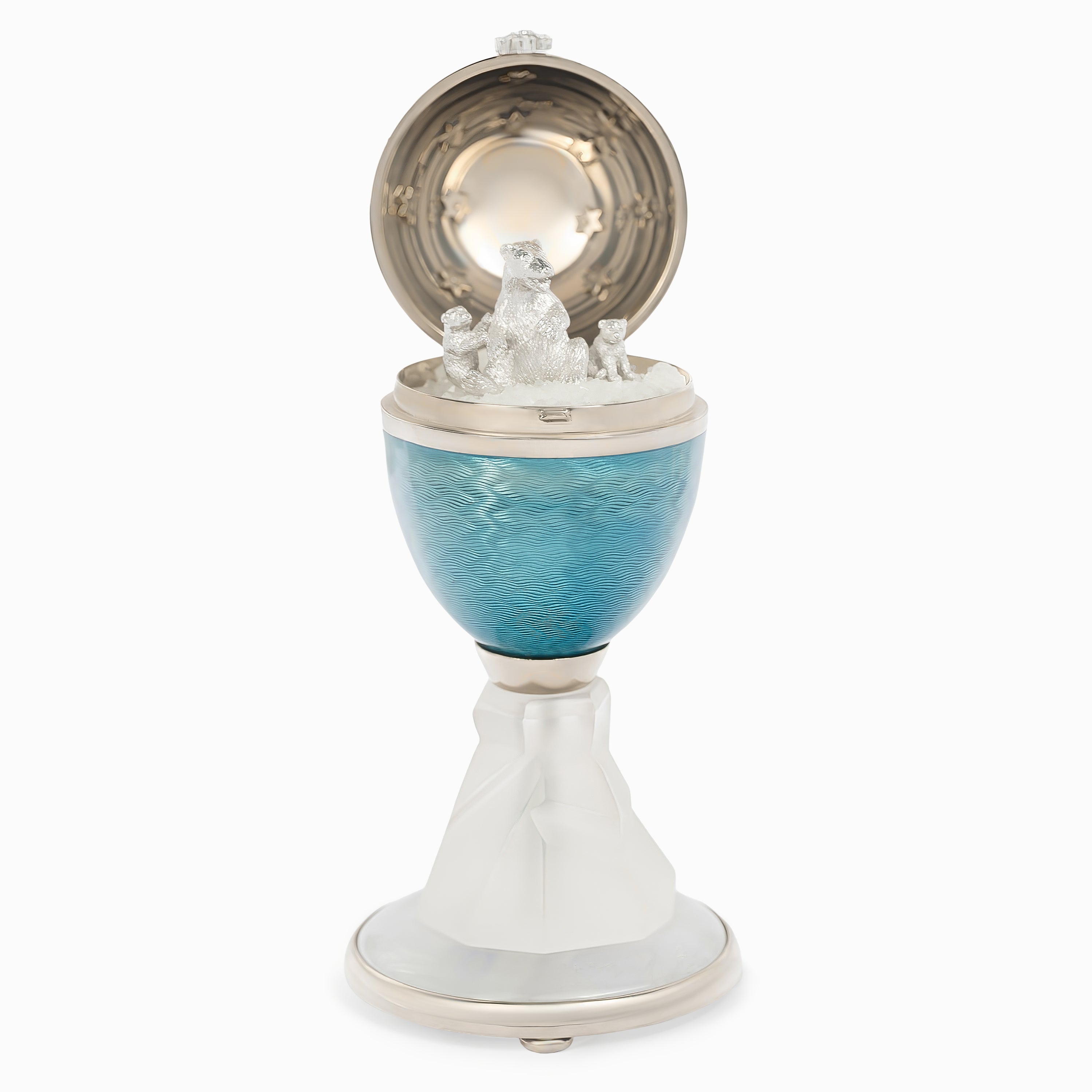 Polar Bear Yellow Gold Figure with Crystal, Diamond, Topaz, Enamel, Sardonyx Stones