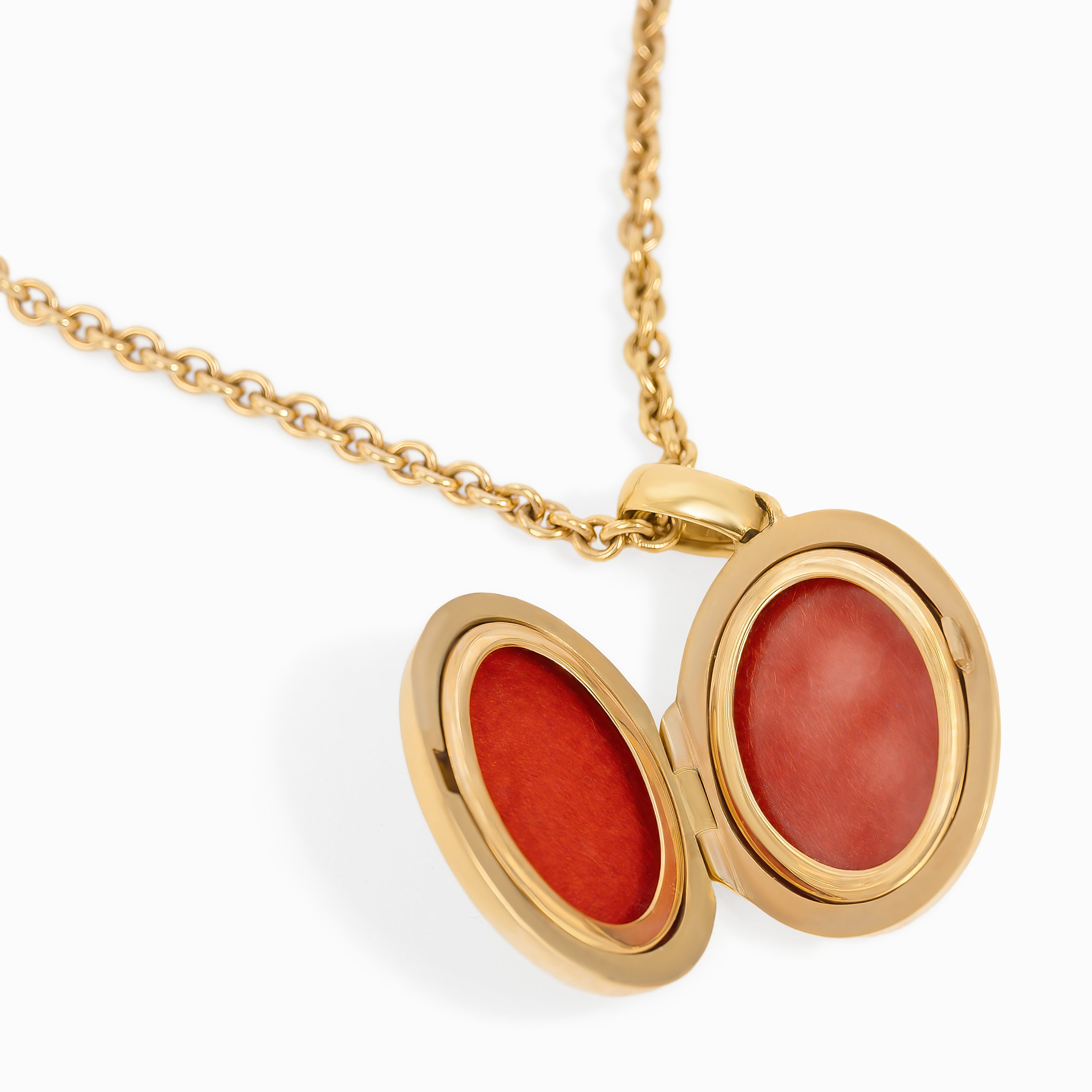 Heart  Yellow Gold Chain Pendant Necklace with Diamond, Enamel Stones