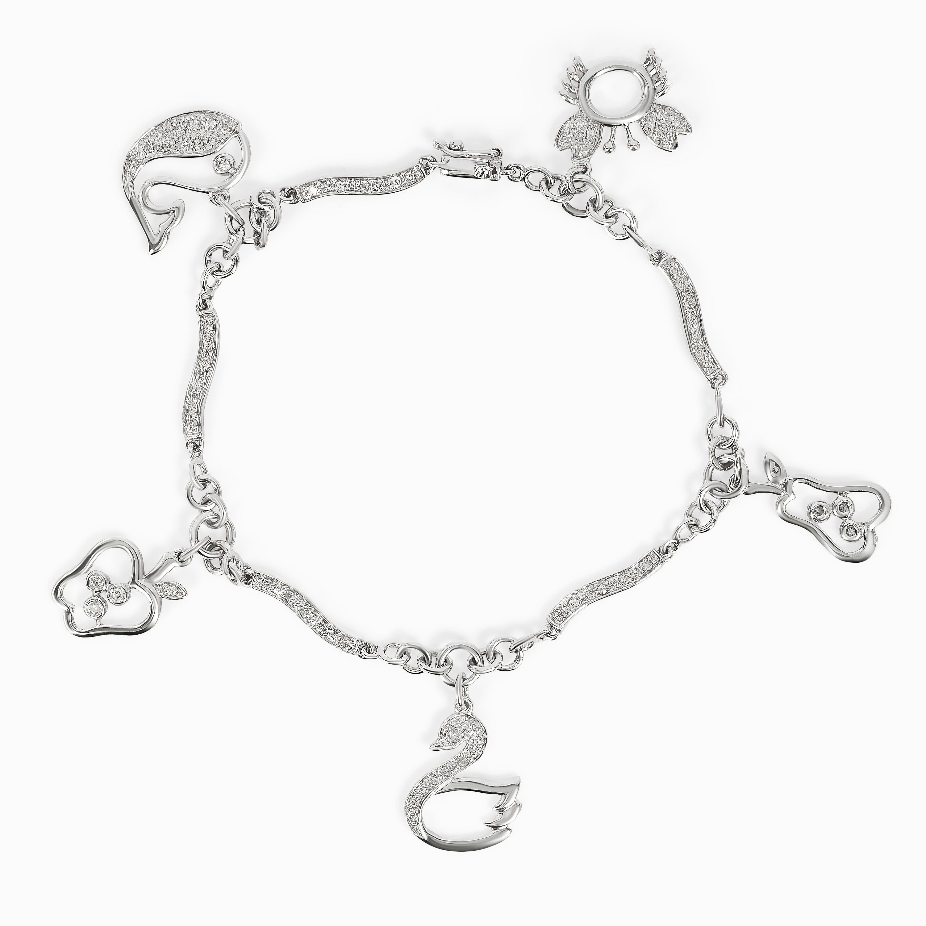 White Gold Chain Bracelet with Diamond Only Stones