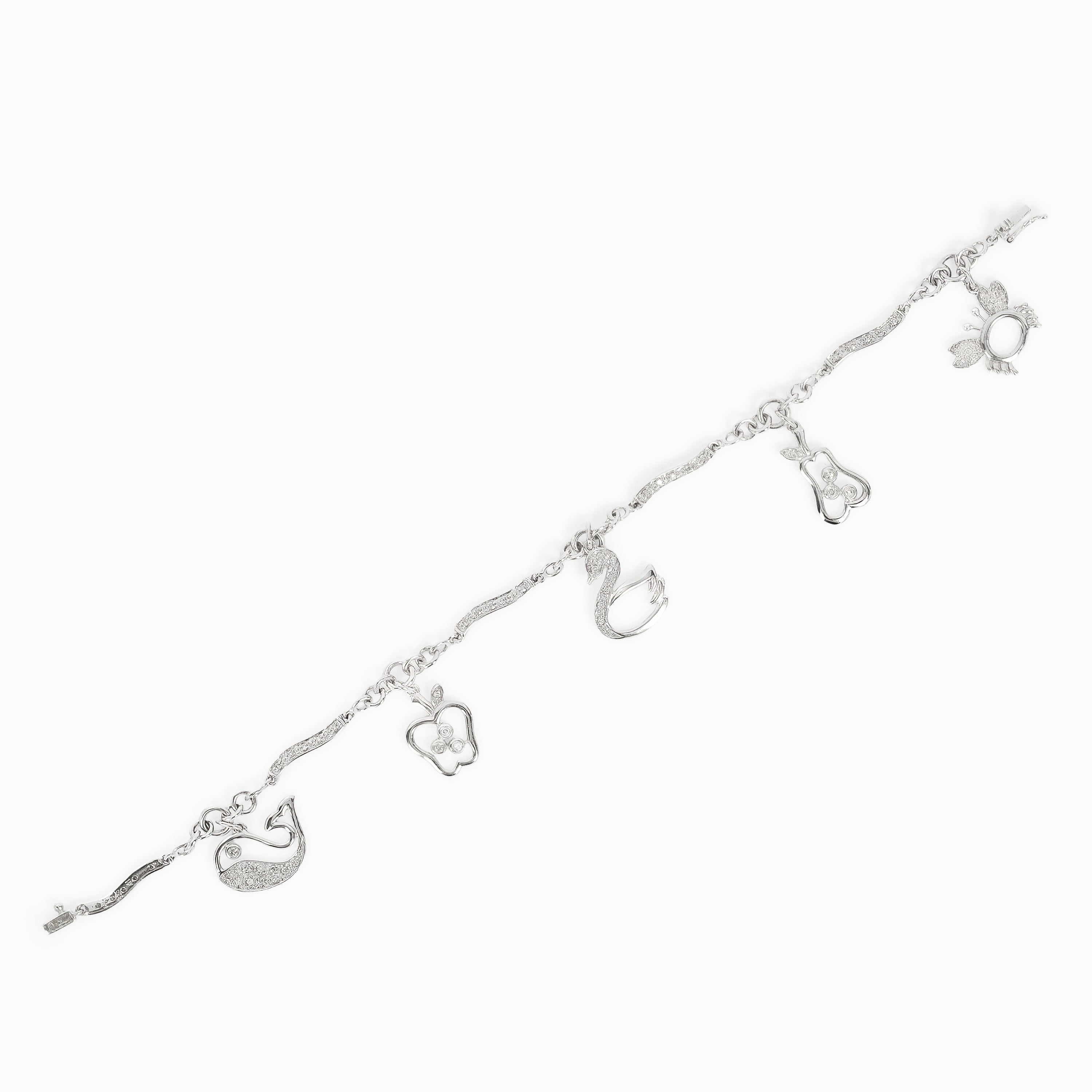 White Gold Chain Bracelet with Diamond Only Stones
