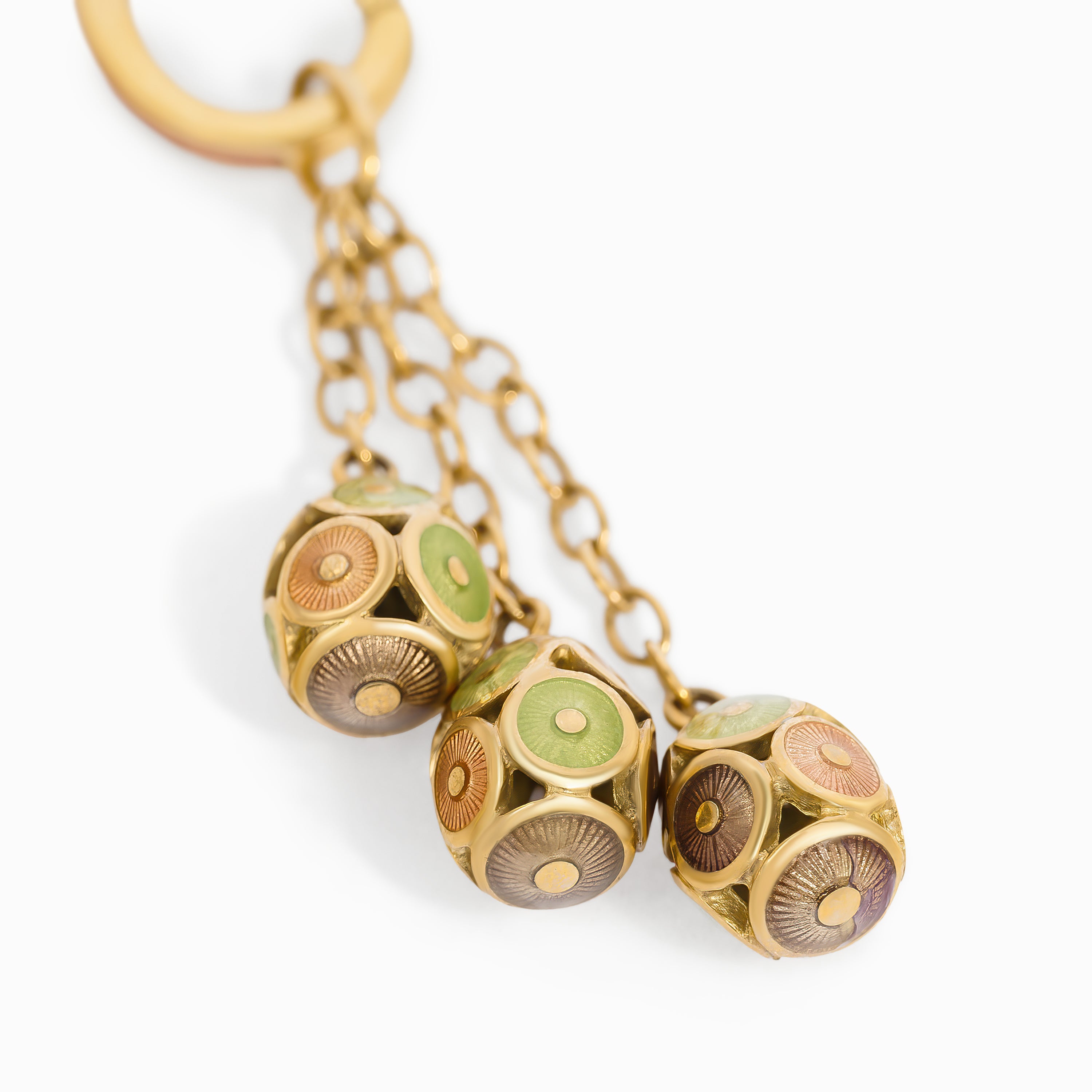 Yellow Gold Drop Earrings With Enamel Stones