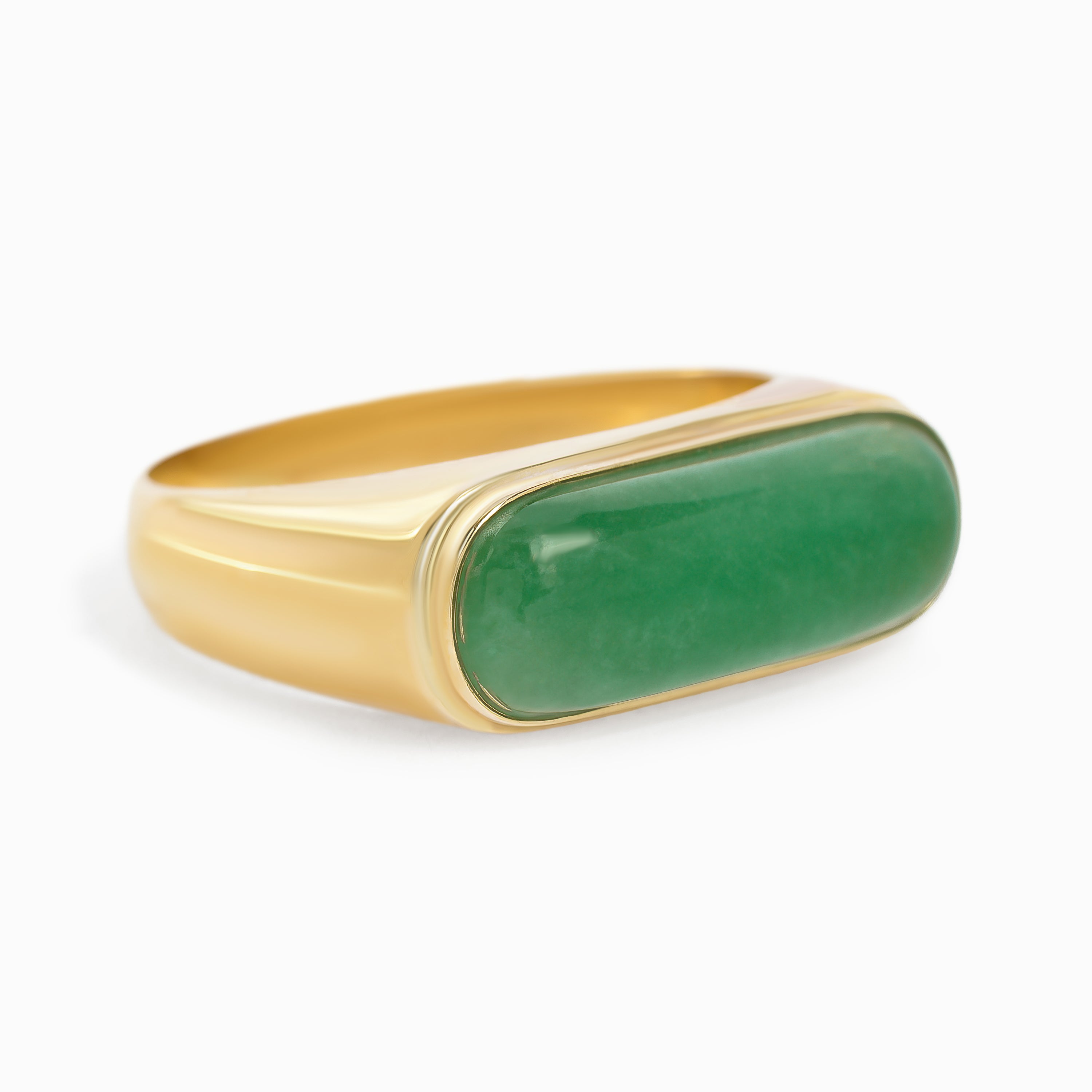Yellow Gold Ring with Jade Stones
