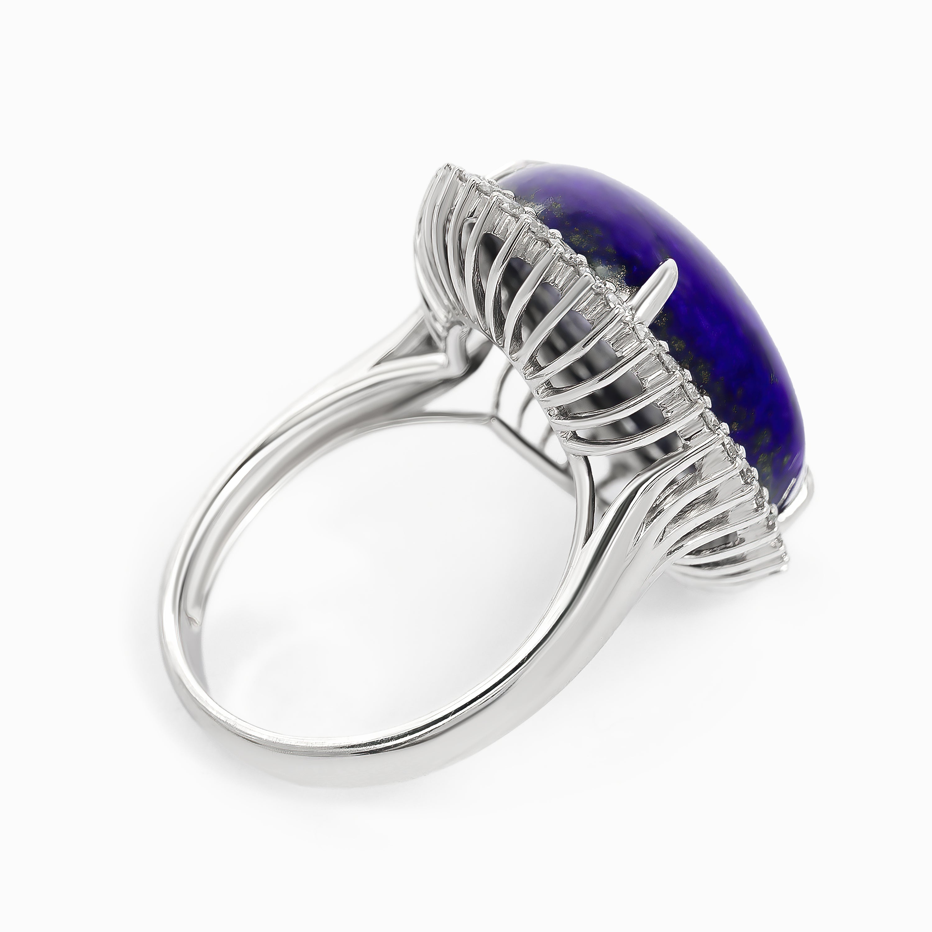 White Gold Ring with Diamond, Lapis Stones