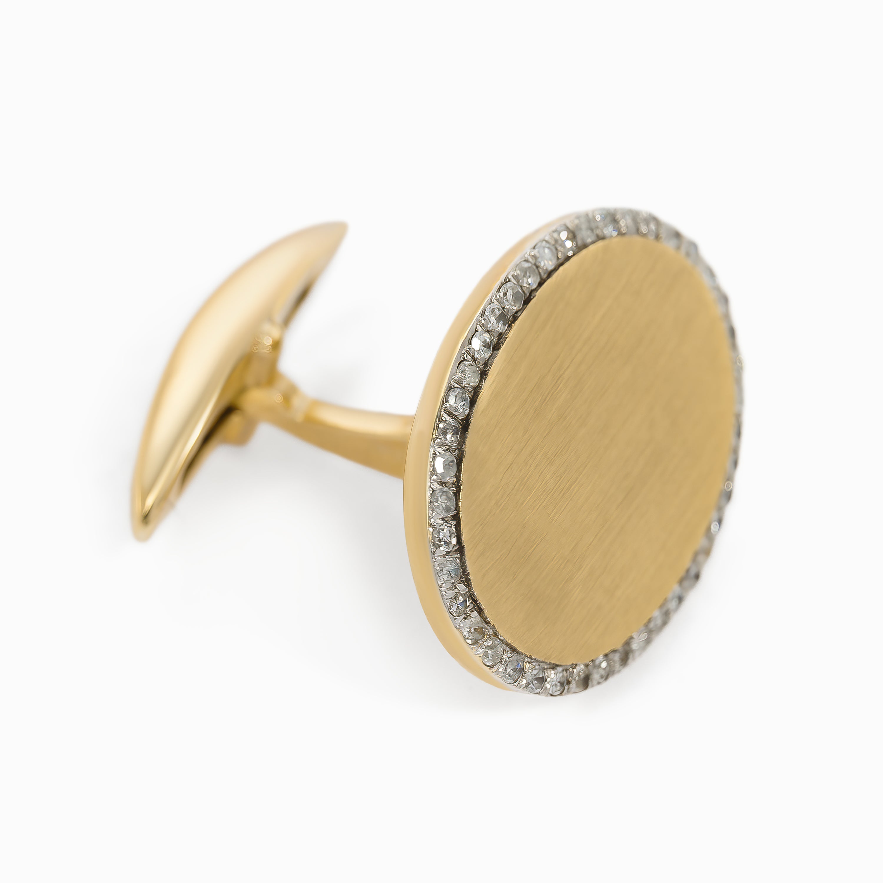 Yellow Gold Cufflinks with Diamond Only Stones