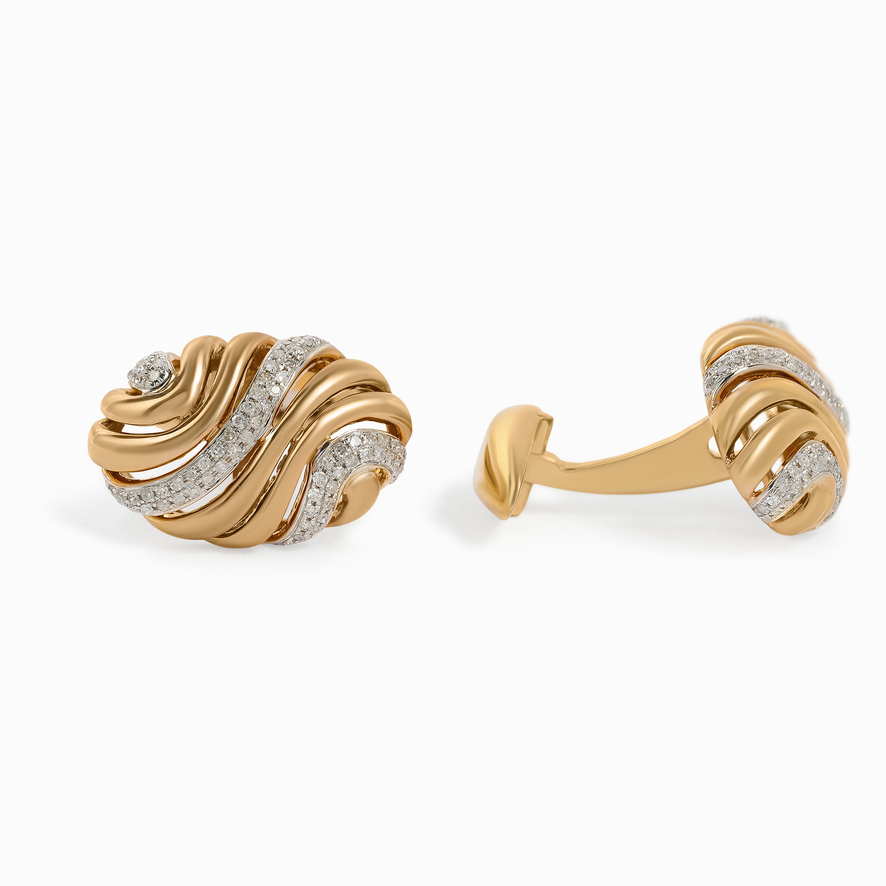 Yellow Gold Cufflinks with Diamond Only Stones