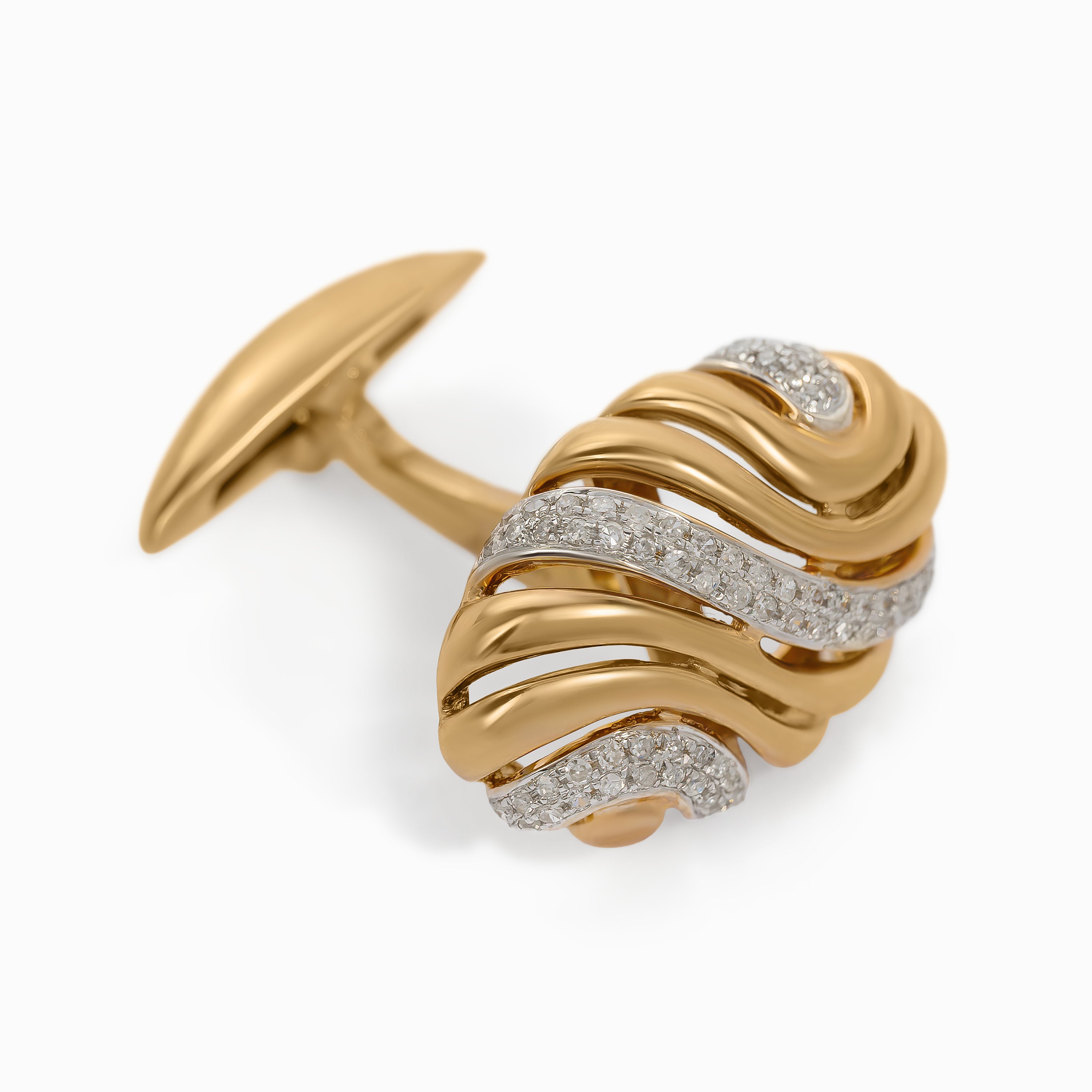 Yellow Gold Cufflinks with Diamond Only Stones