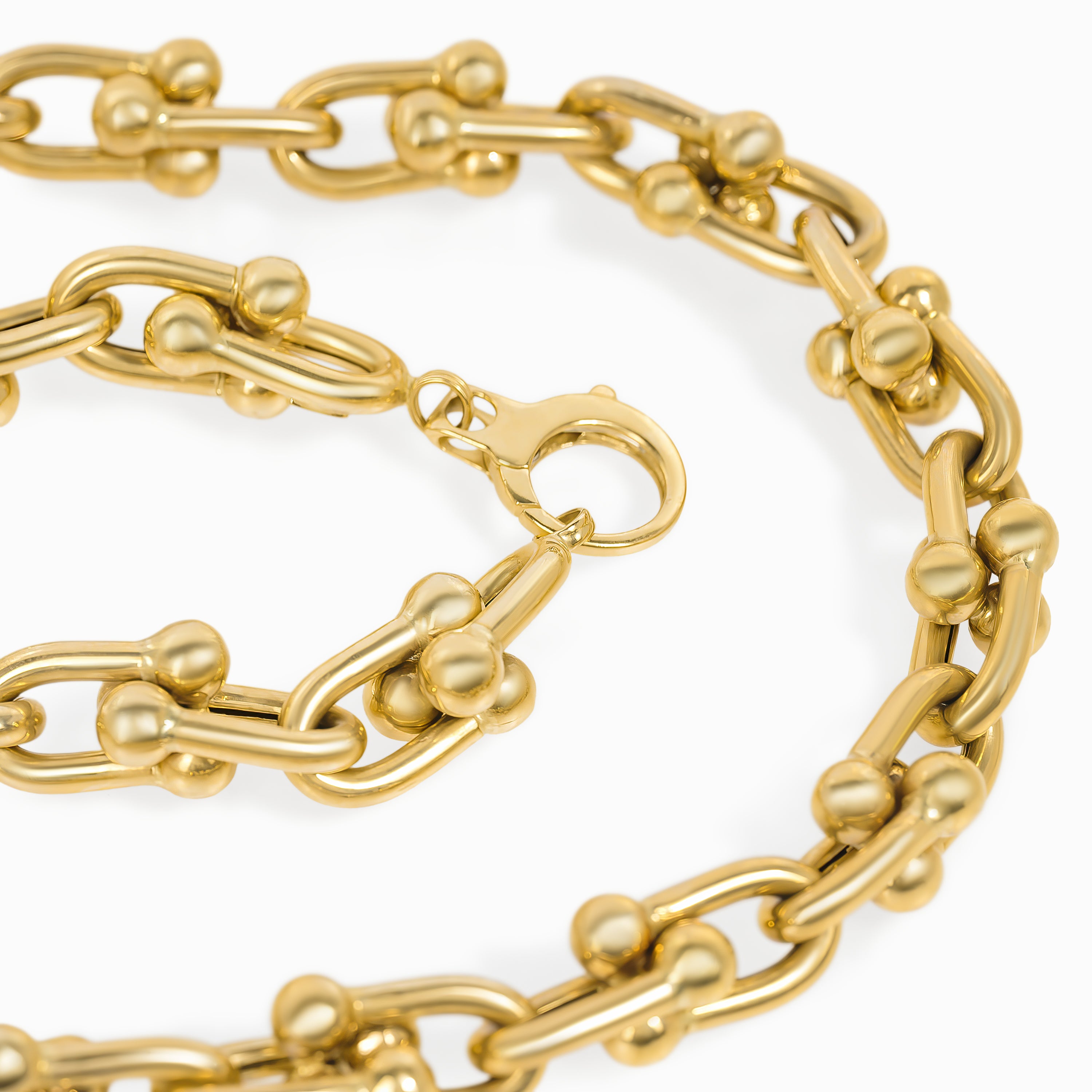 Yellow Gold Chain Necklace With  Stones