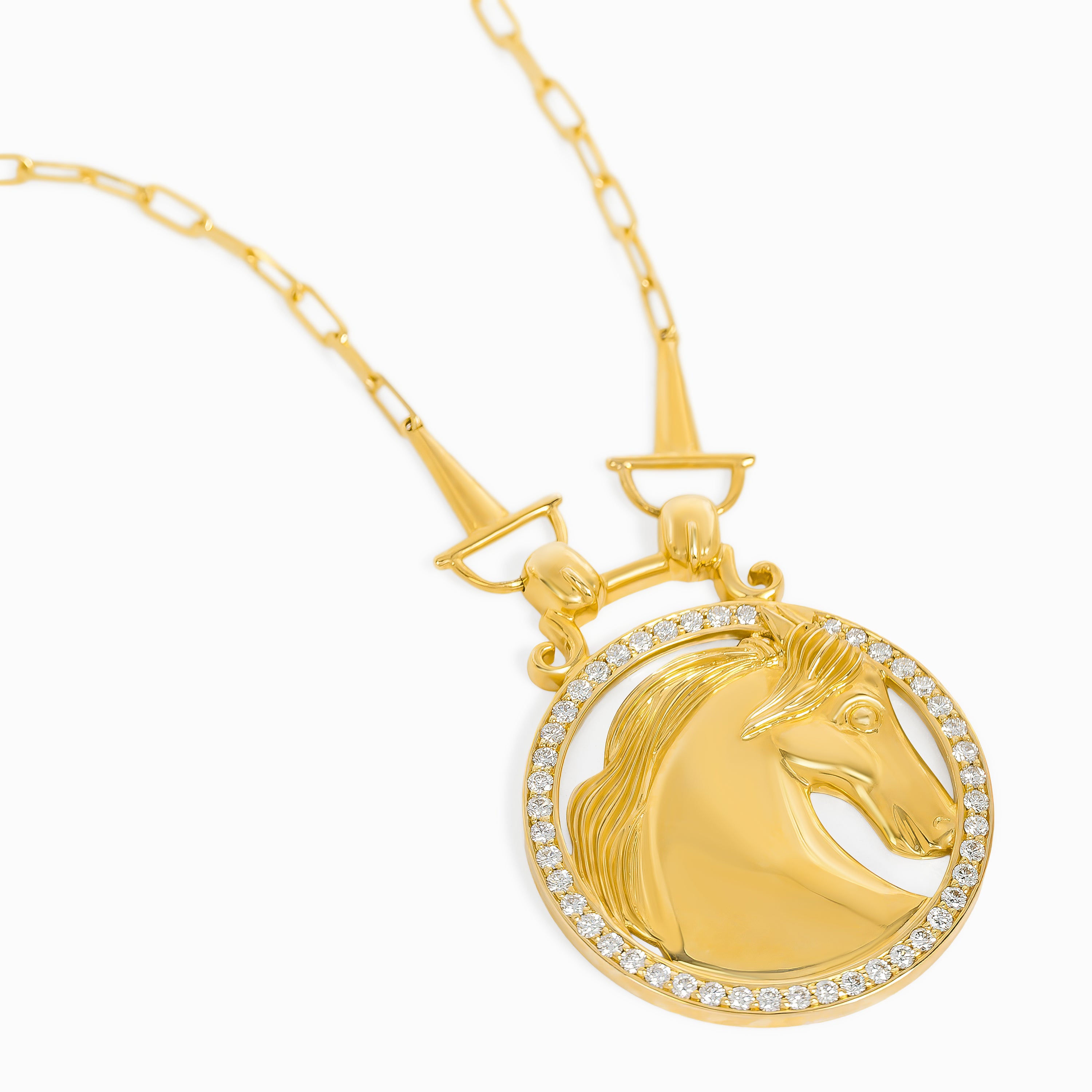 Yellow Gold Pendant Necklace with Diamond Only Stones