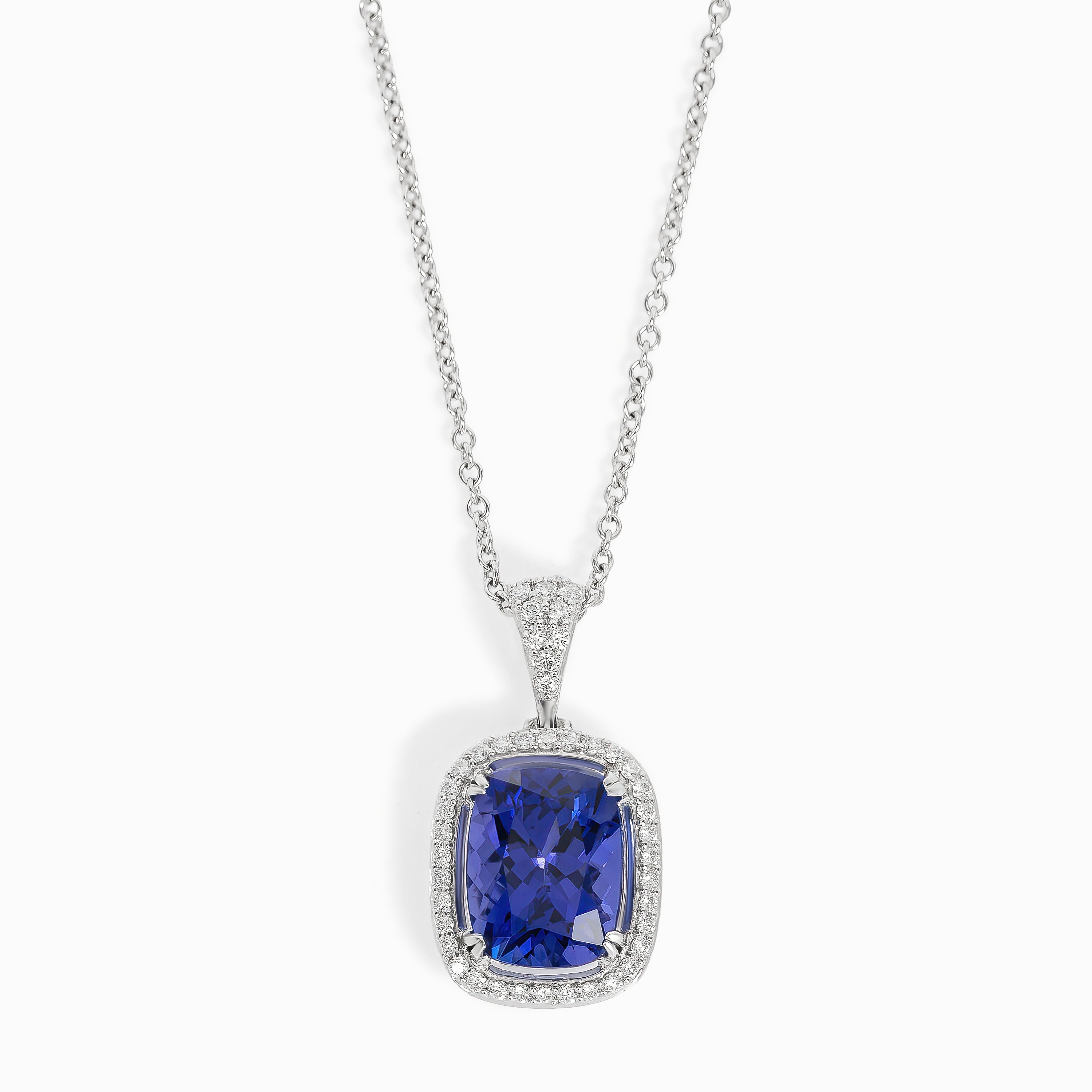White Gold Pendant Necklace with Tanzanite Stones