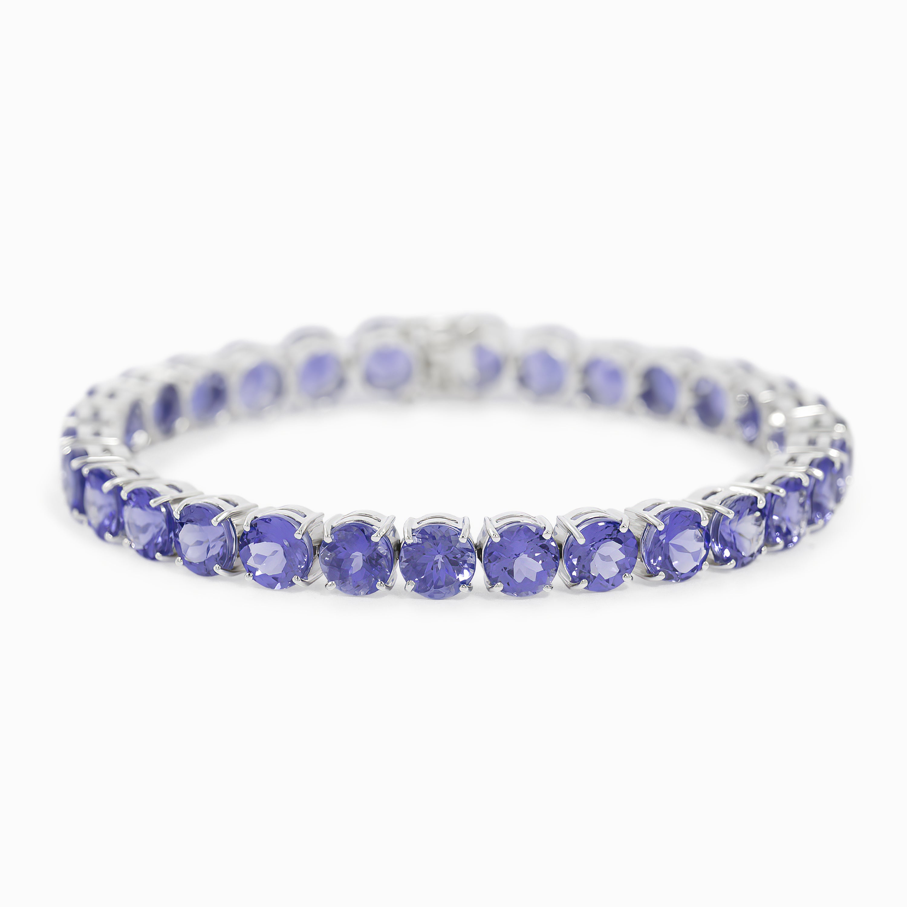 White Gold Tennis Bracelet with Tanzanite Stones
