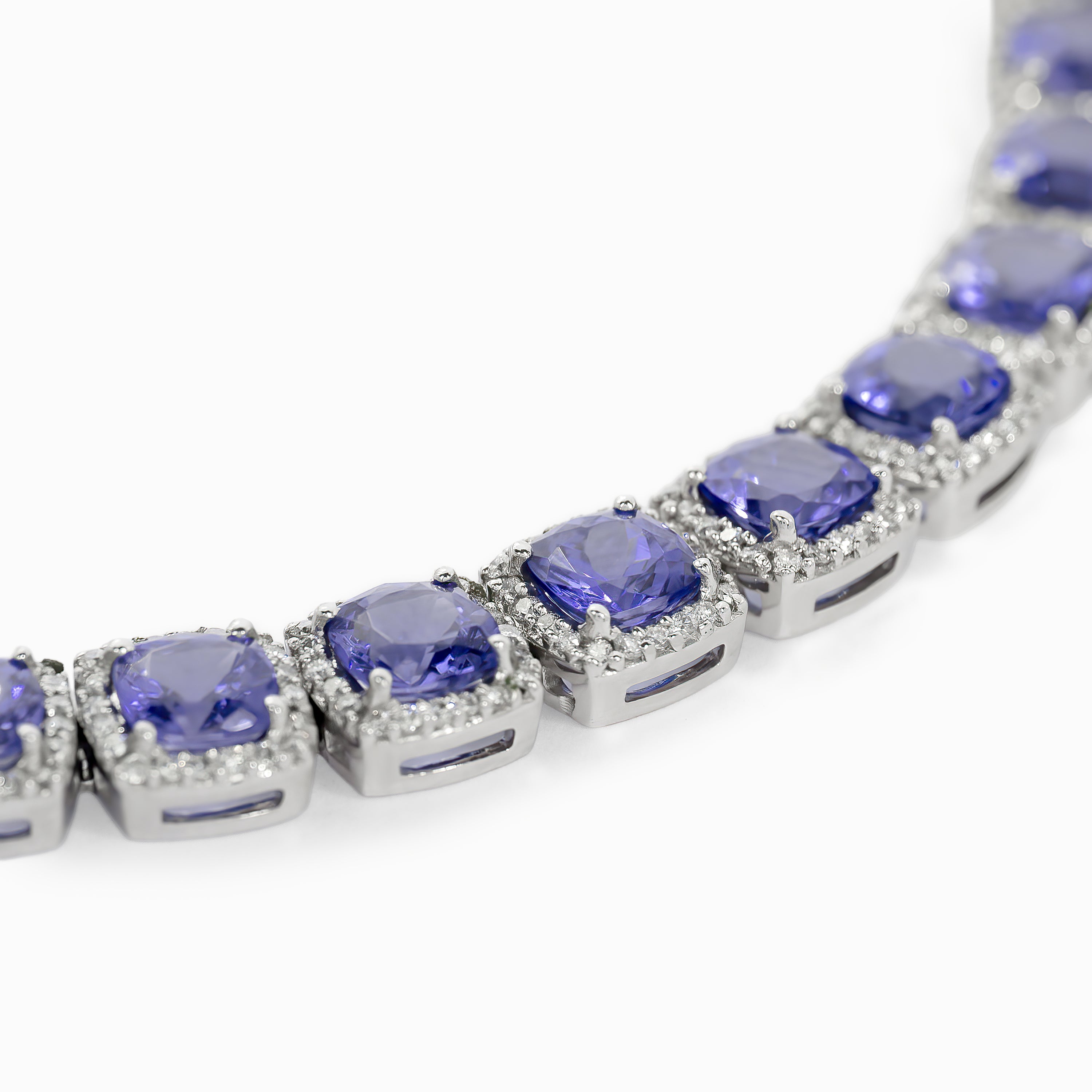White Gold Tennis Bracelet with Tanzanite Stones