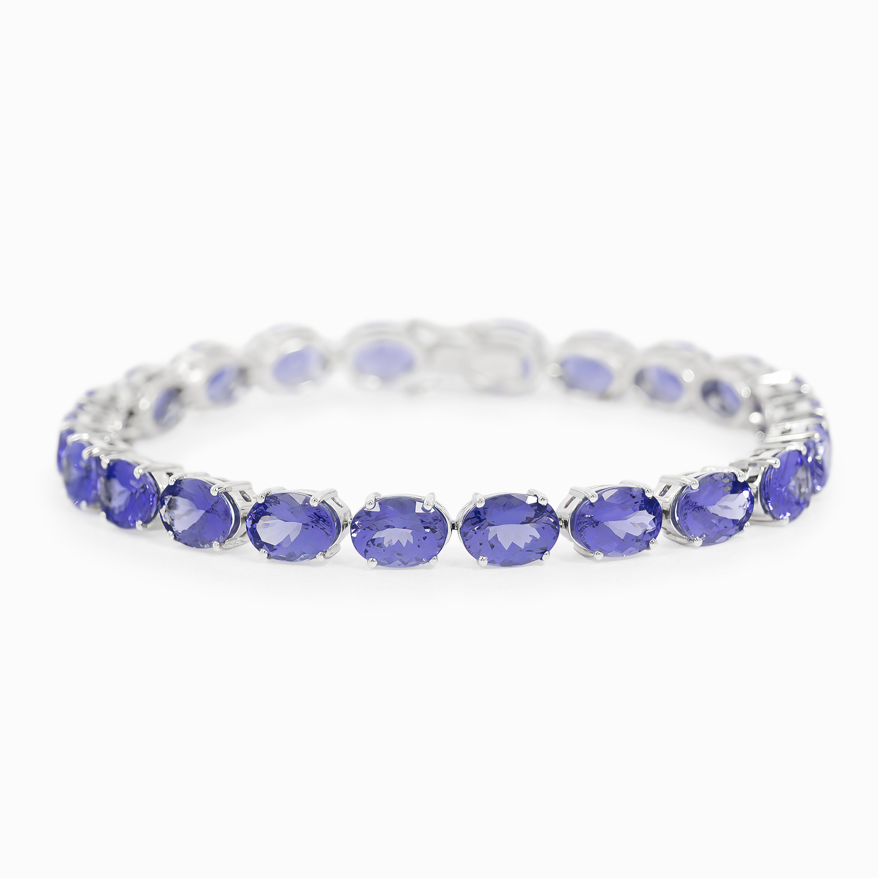 White Gold Tennis Bracelet with Tanzanite Stones