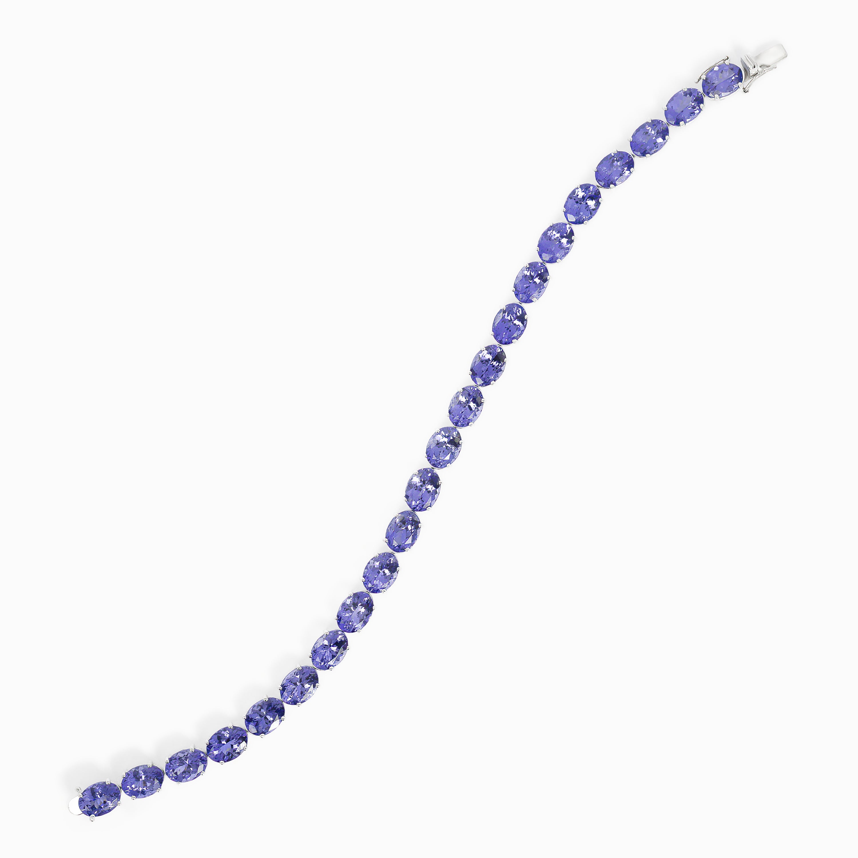 White Gold Tennis Bracelet with Tanzanite Stones