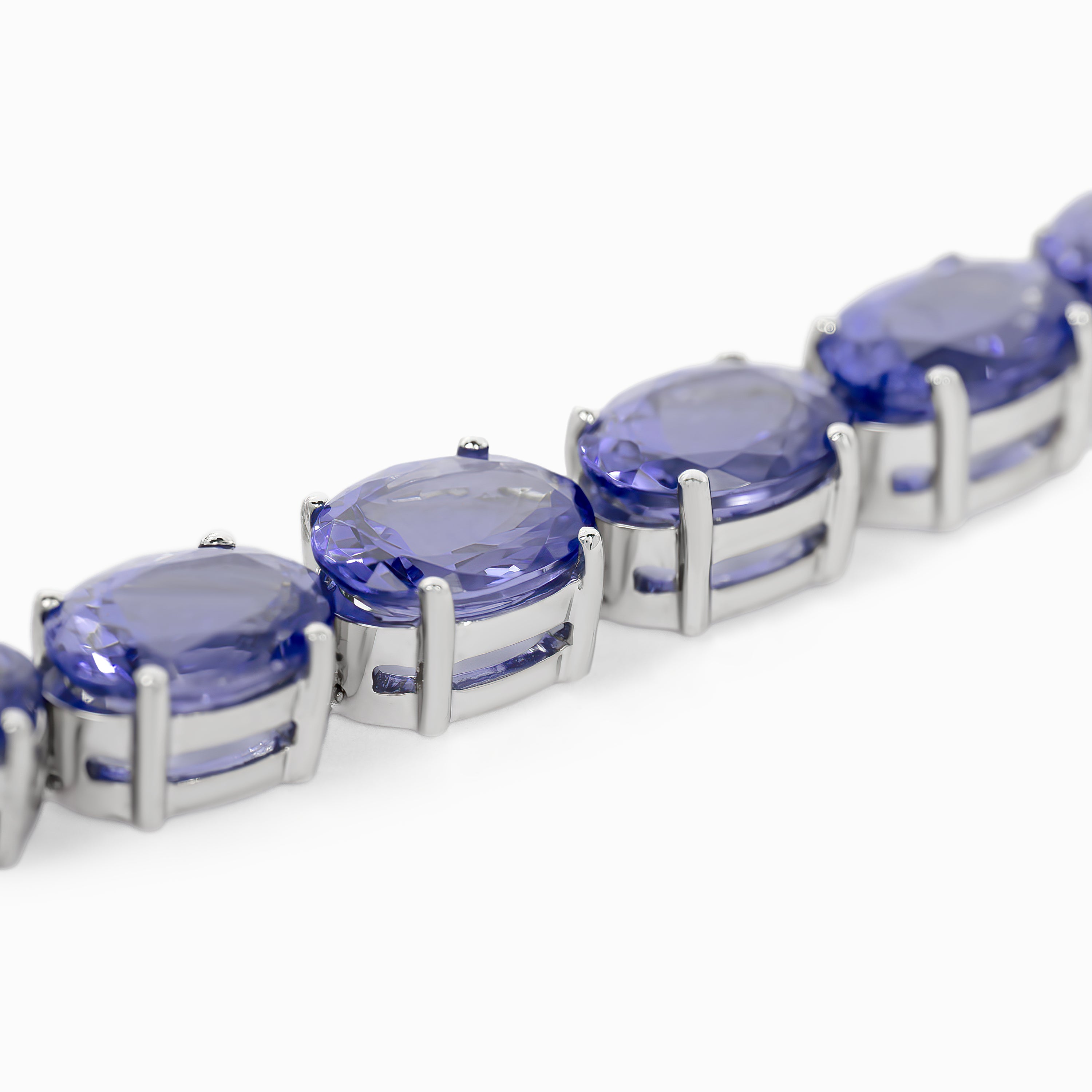 White Gold Tennis Bracelet with Tanzanite Stones