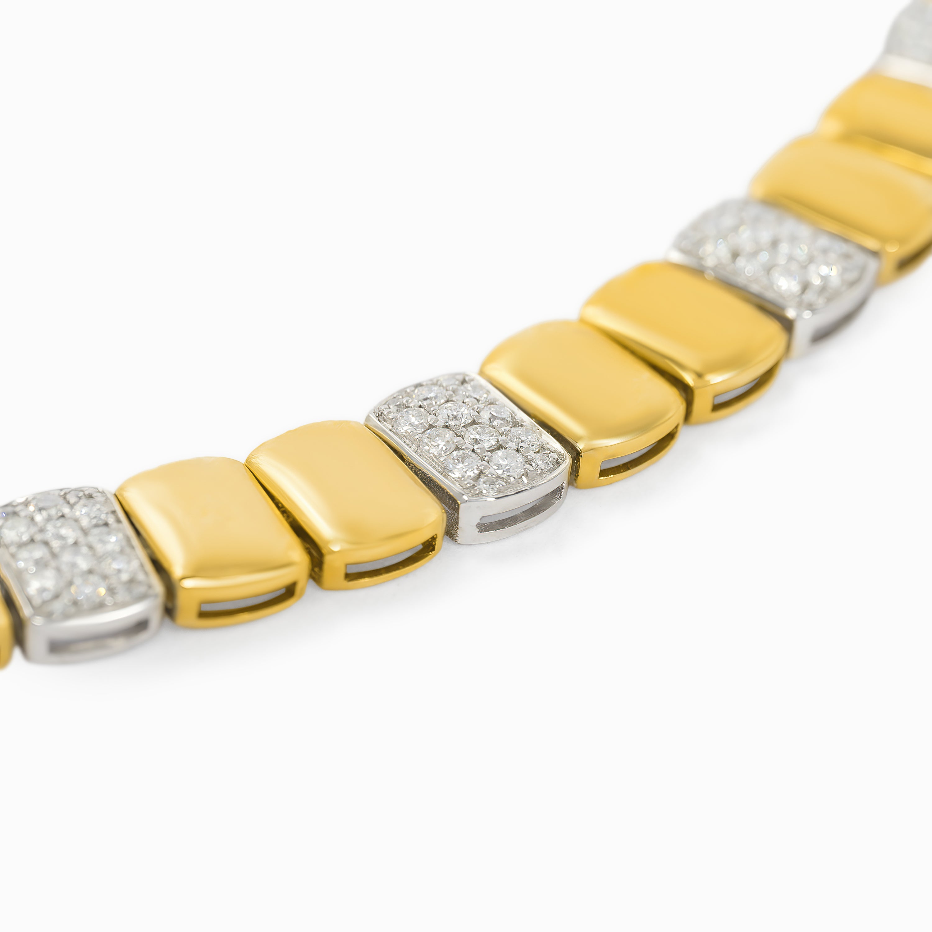 Yellow Gold Chain Bracelet with Diamond Only Stones