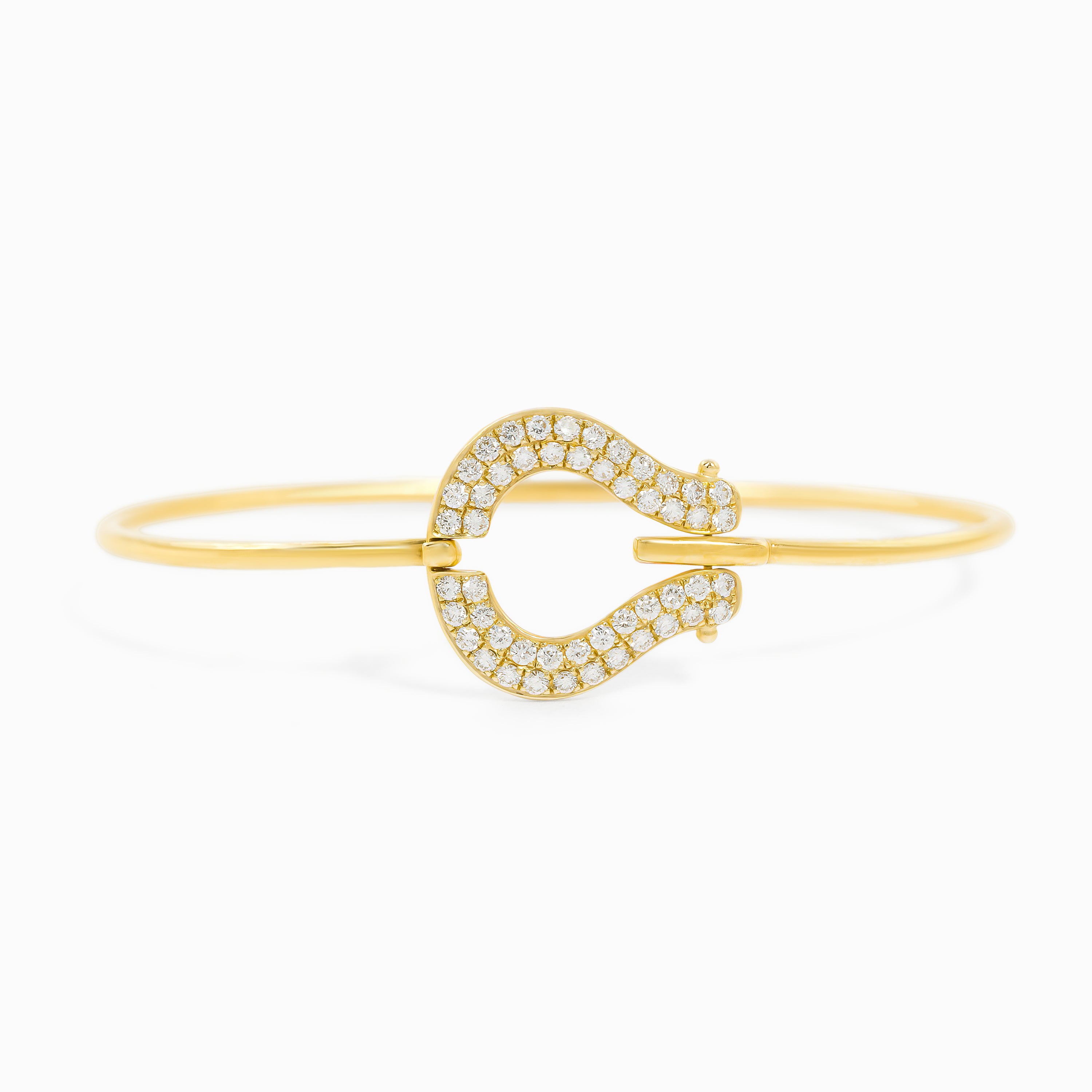 Yellow Gold Bangle Bracelet with Diamond Only Stones