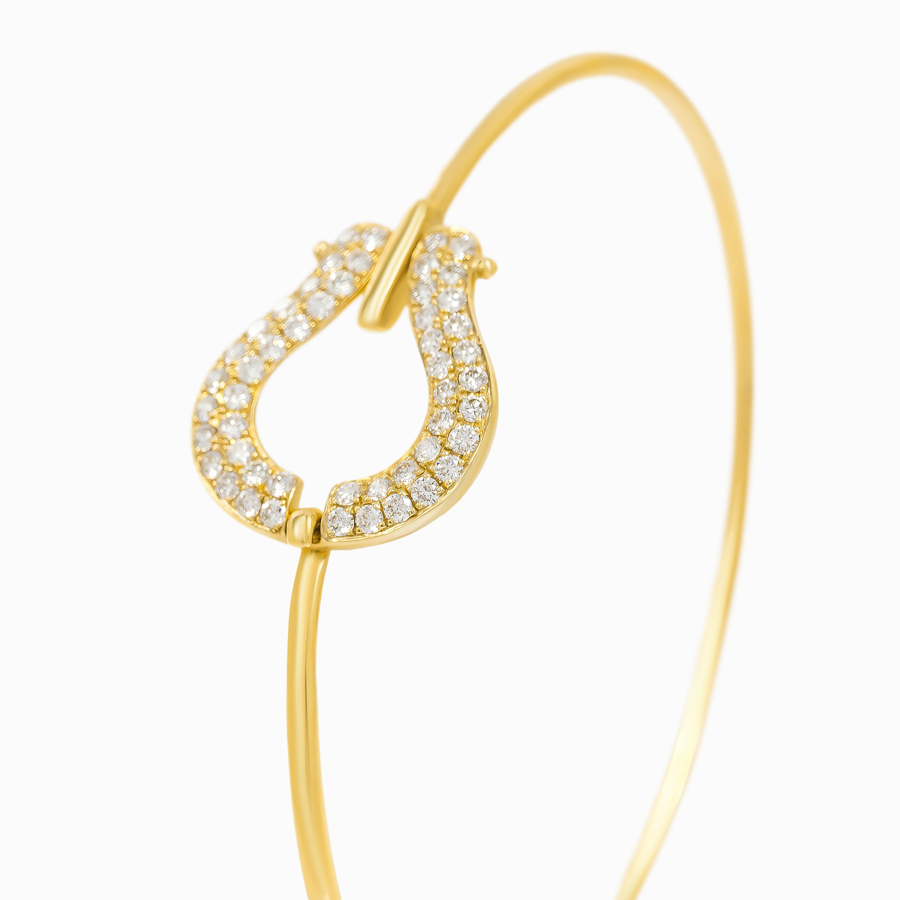 Yellow Gold Bangle Bracelet with Diamond Only Stones