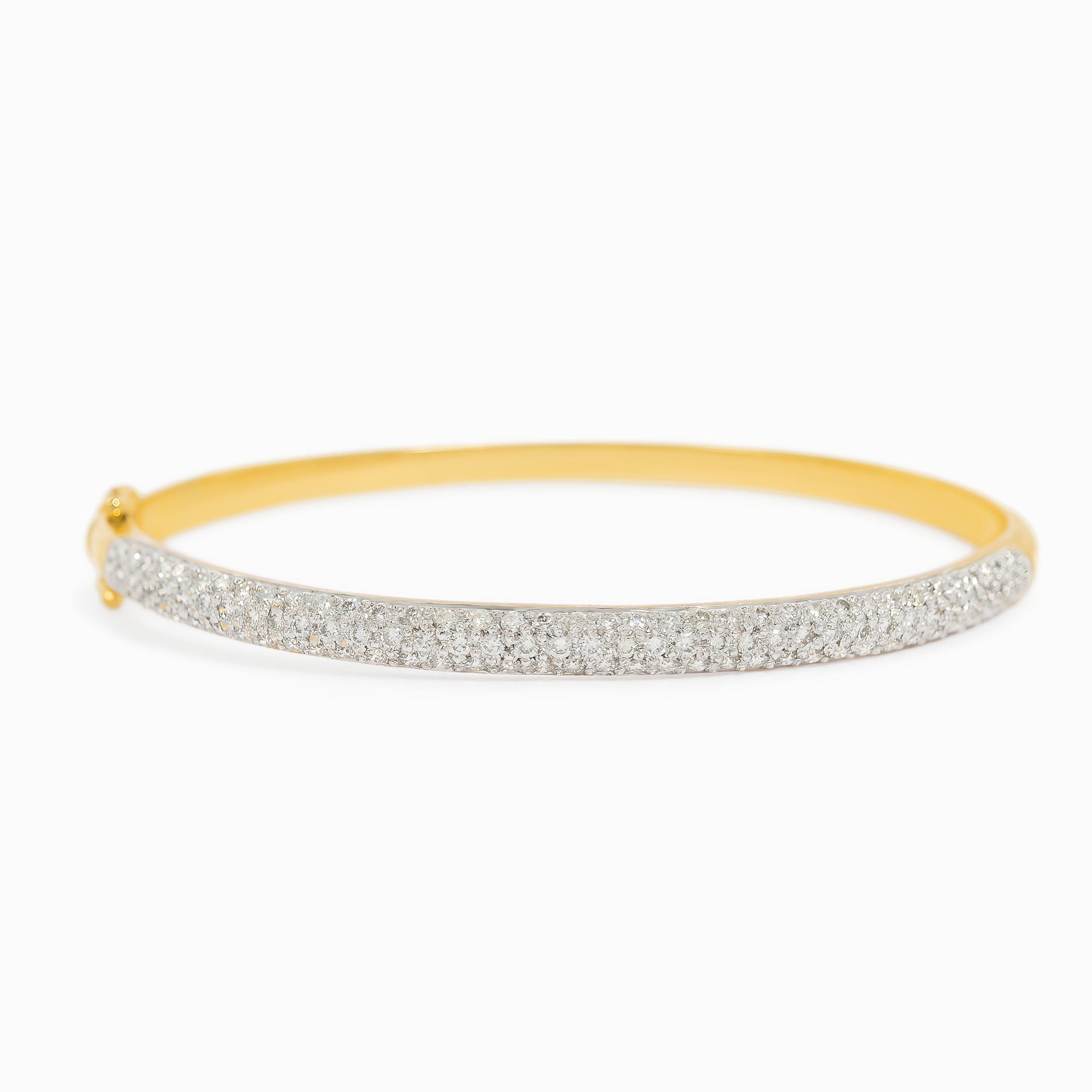 Yellow Gold Bangle Bracelet with Diamond Only Stones