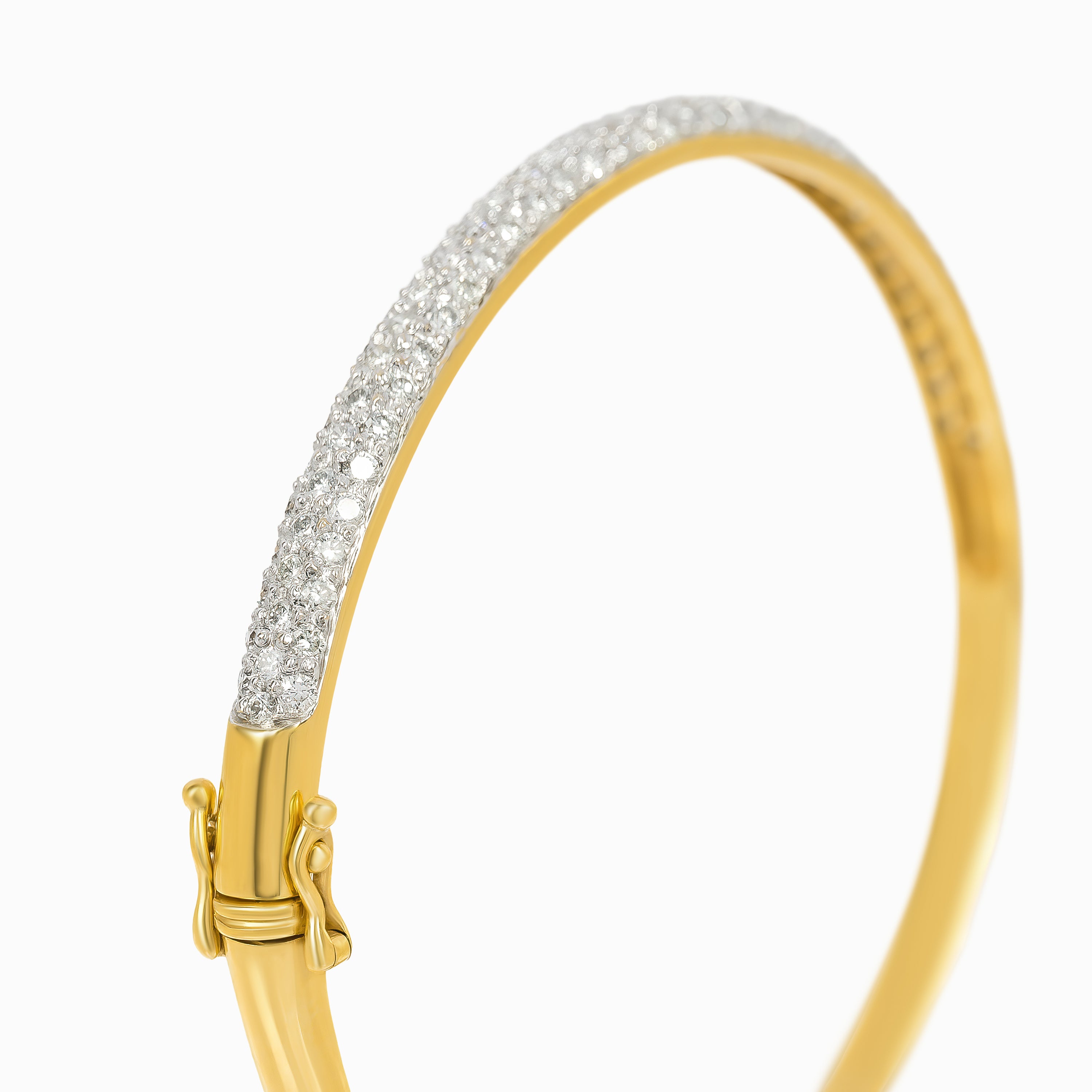 Yellow Gold Bangle Bracelet with Diamond Only Stones