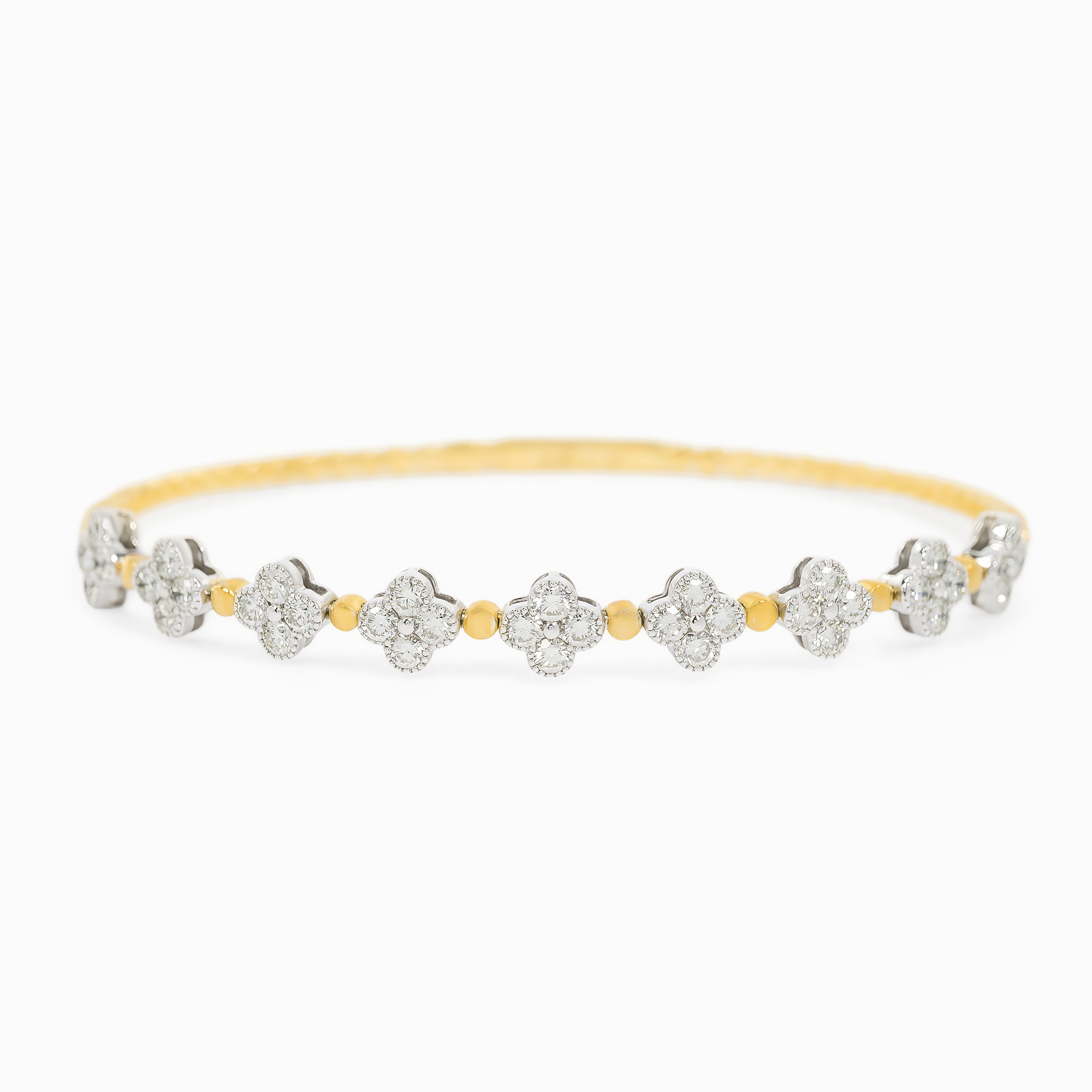 Yellow Gold Bangle Bracelet with Diamond Only Stones