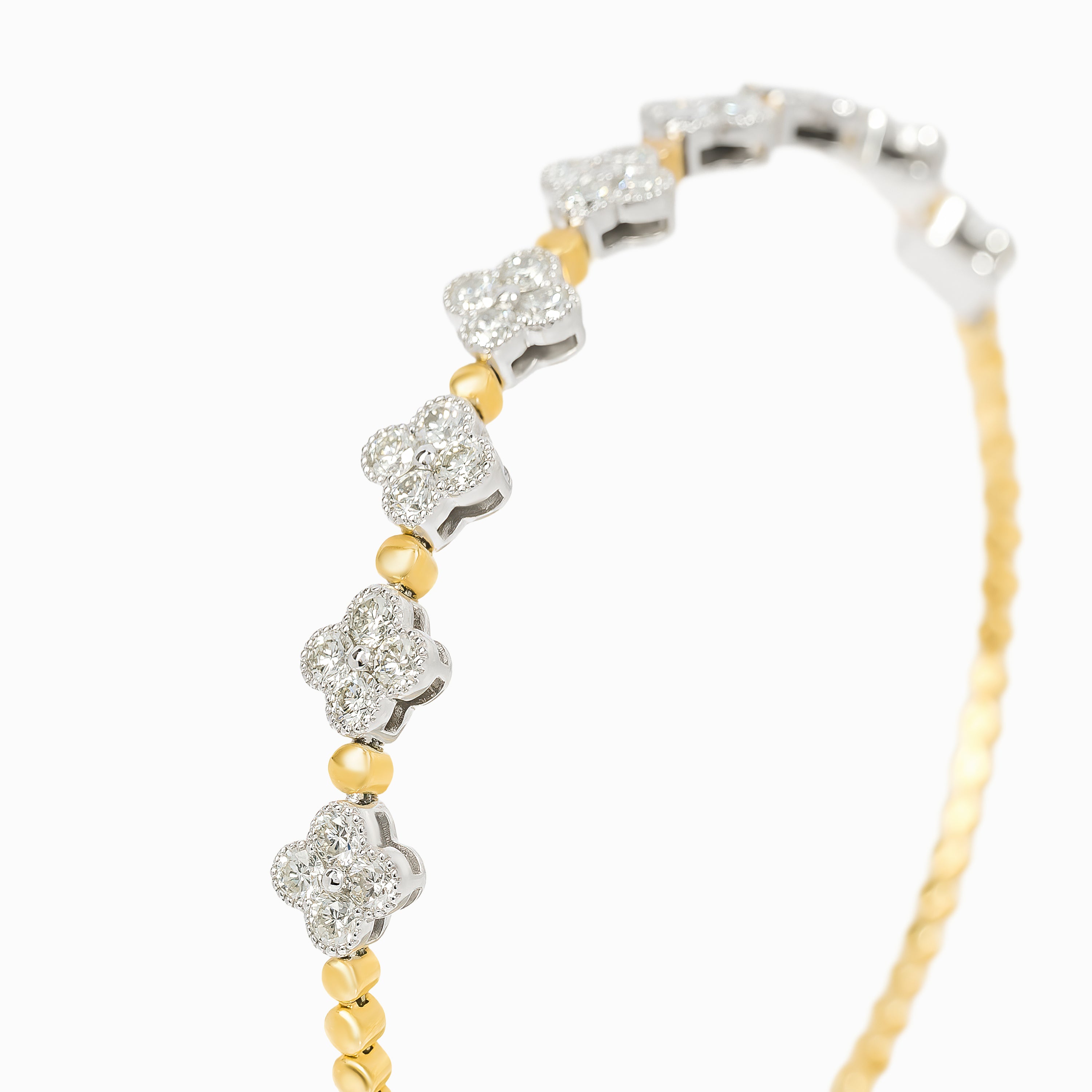 Yellow Gold Bangle Bracelet with Diamond Only Stones
