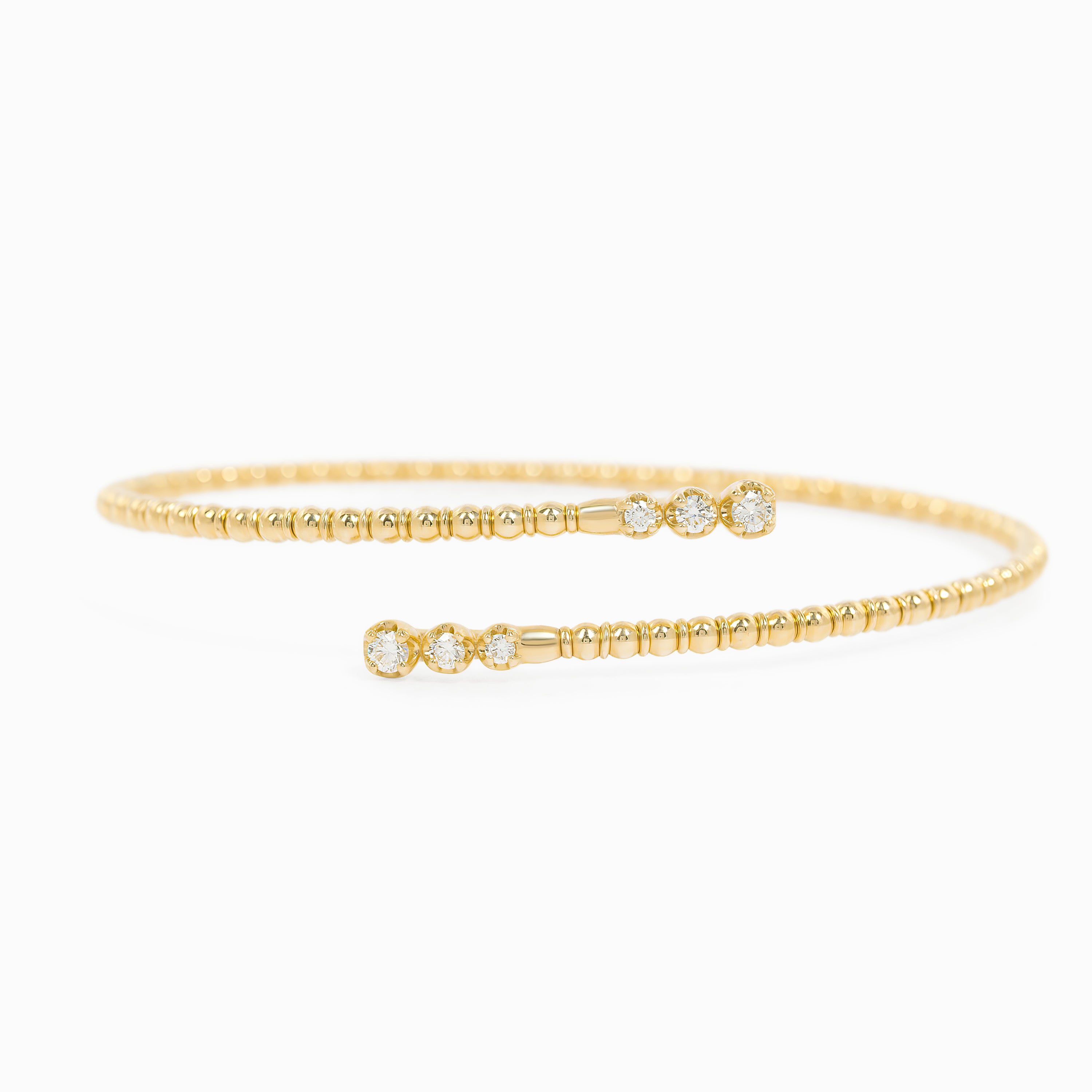 Yellow Gold Bangle Bracelet with Diamond Only Stones