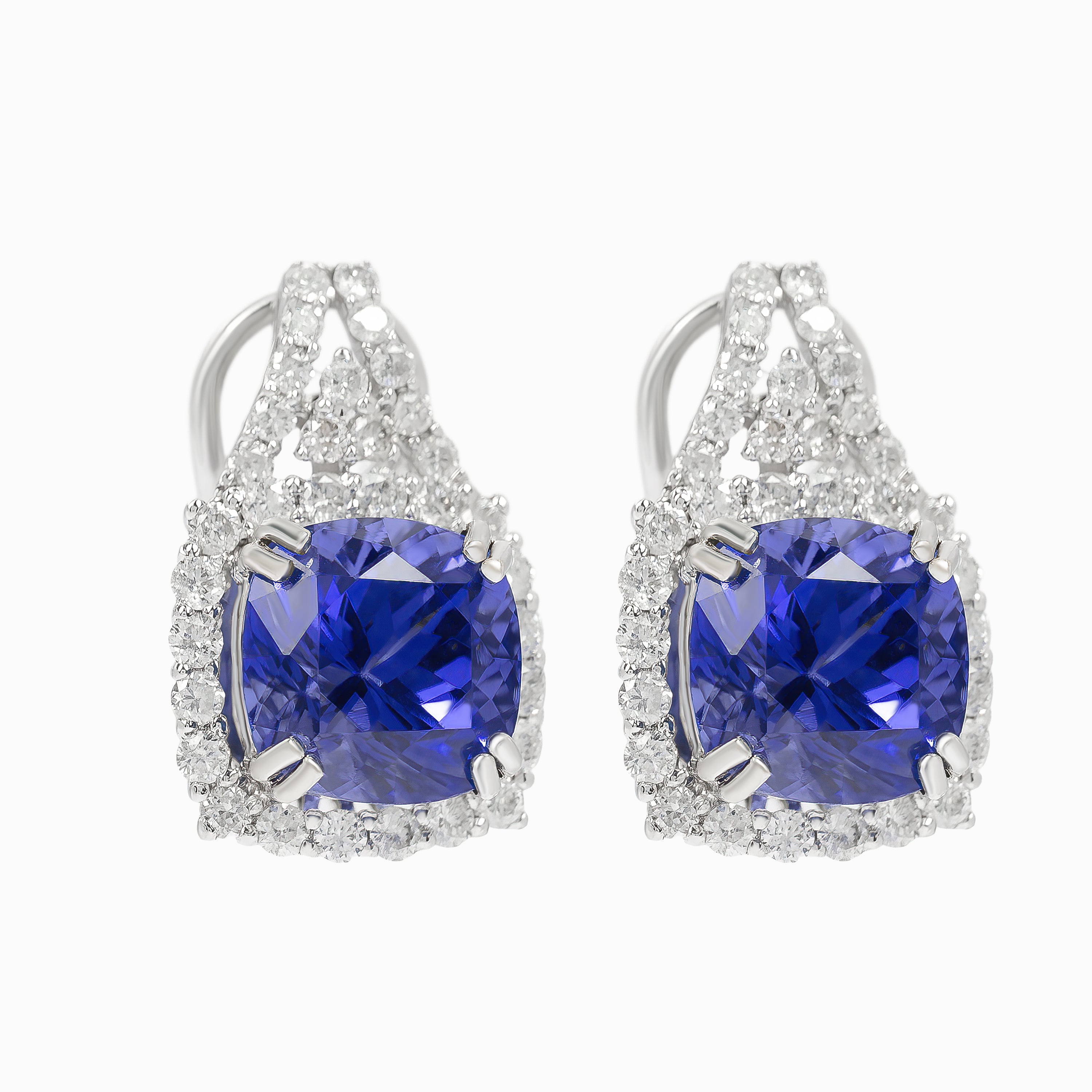 White Gold Drop Earrings with Diamond, Tanzanite Stones