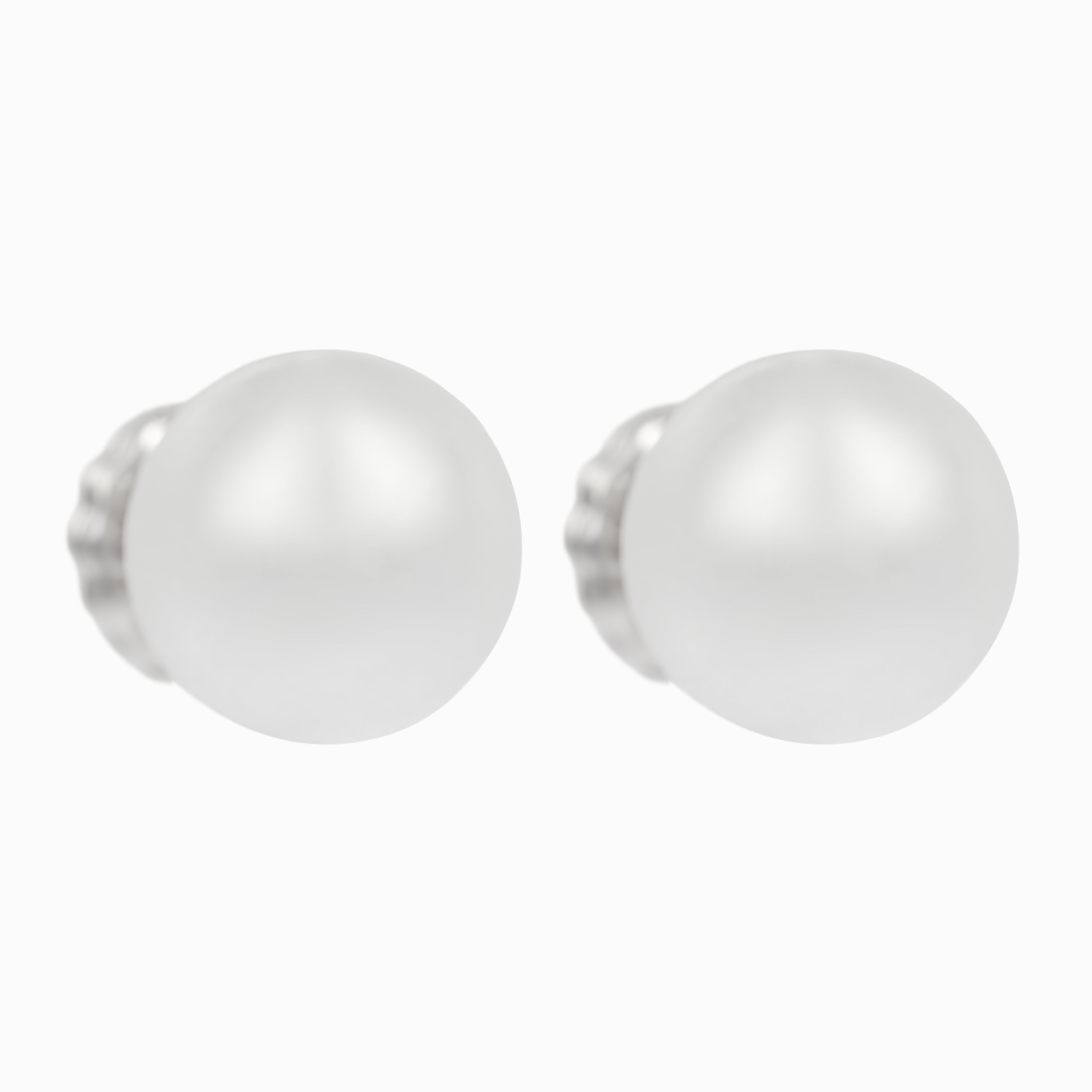 White Gold Stud Earrings With Pearl Stones
