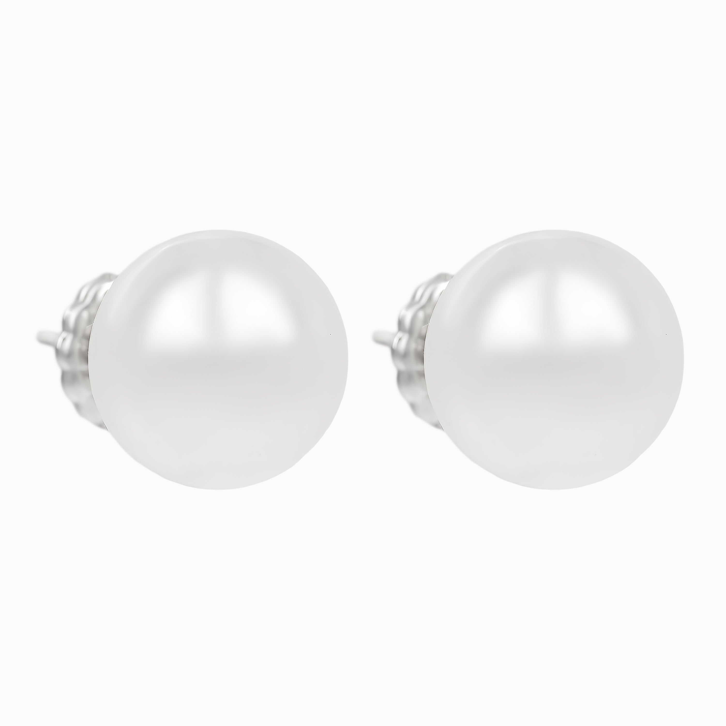White Gold Stud Earrings With Pearl Stones